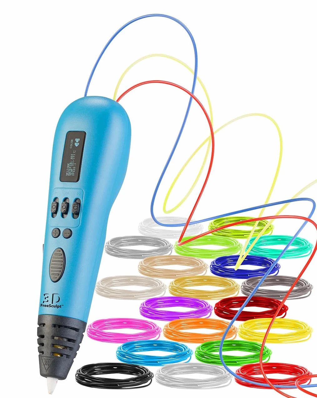 FreeSculpt Penna 3D: Penna per Stampa 3D, Sistema Multi-Filamento, Selezione dei Colori di Stampa (Pen Adulti, opere d'Arte con Penne, LED)