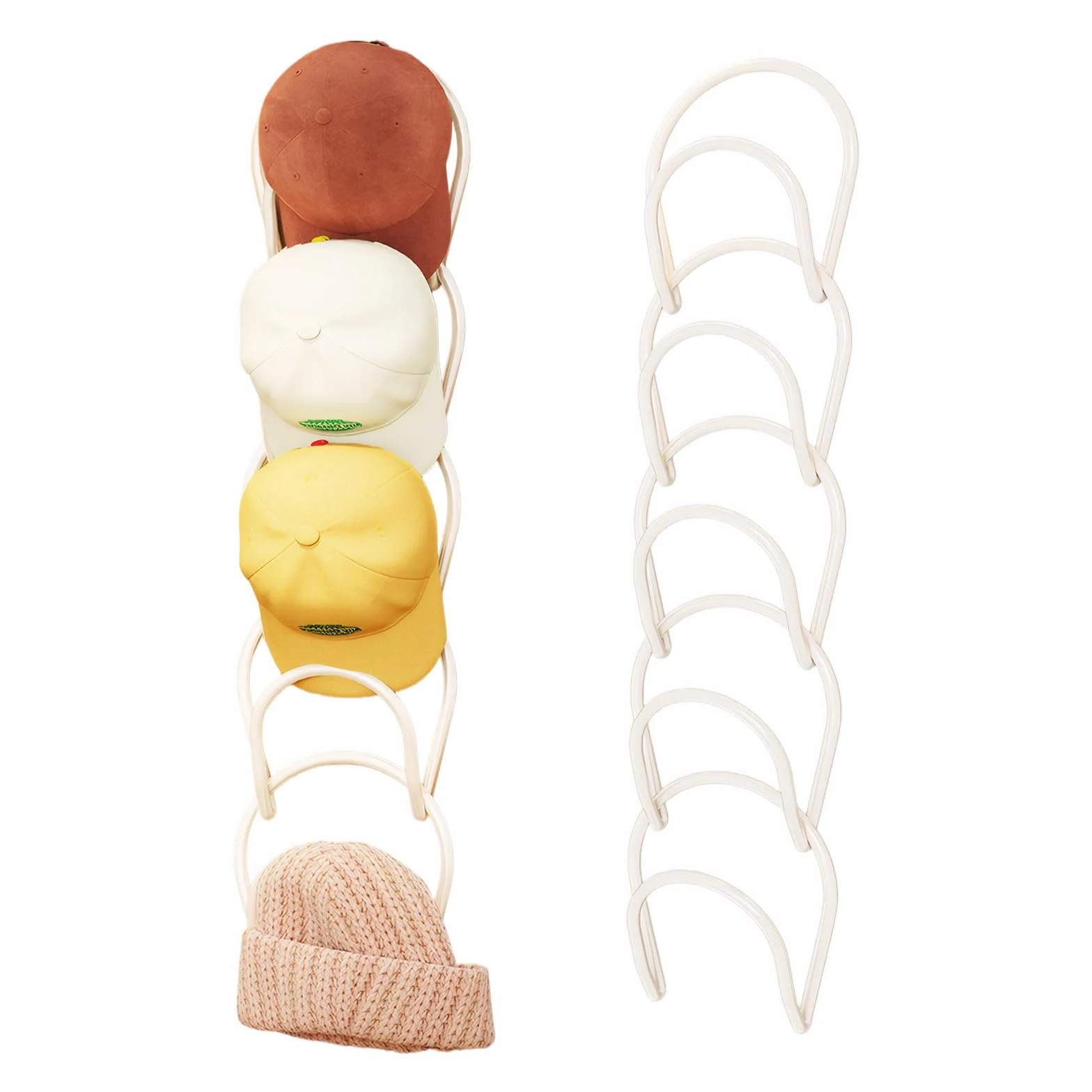 Naapesi 10 Pezzi Porta Cappelli, Muro Porta Cappelli Organizzatore, Ganci Appendiabiti per Hat da Baseball, Hat Storage Rack Cap per Cravatte, Hat, Sciarpe, Montaggio Super Facile, Bianco 16 * 14 cm