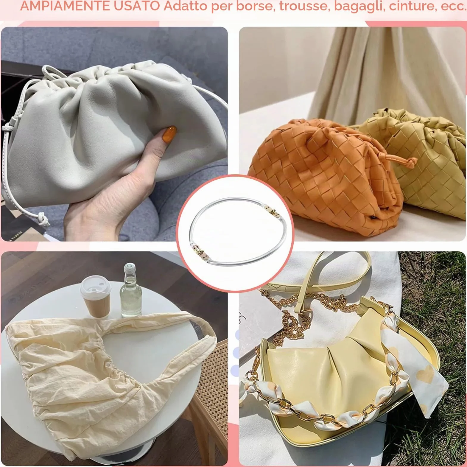 4 Pezzi Chiusura Borsa Uncinetto, 19cm Chiusura clic clac per Borse Clutch per Borse Uncinetto Alluminio per Borsa Frizione Artigianato Progetti Accessori per Borse Fai da Te