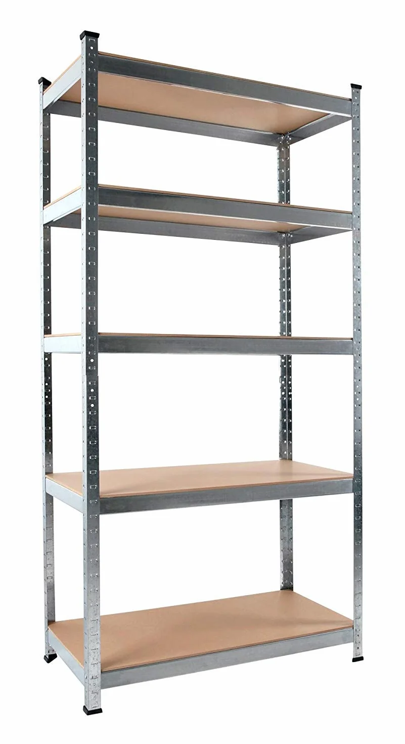 XONE Scaffale 5 Ripiani in MDF Modulabile Metallo zincato e Ripiani in Legno | 90LX40PX180H cm