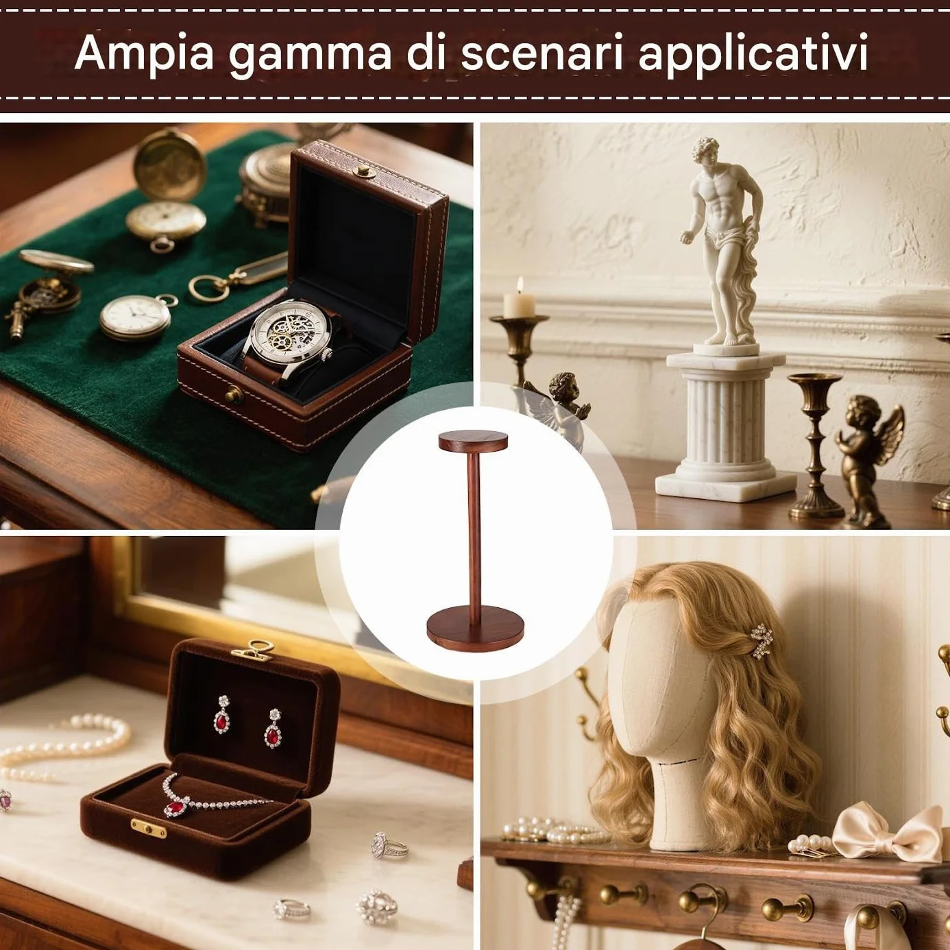 Generico Portacappelli | Supporto per Caschi in Legno | Espositore per Parrucche Domestico per Stilisti Boutique e Collezionisti di Caschi