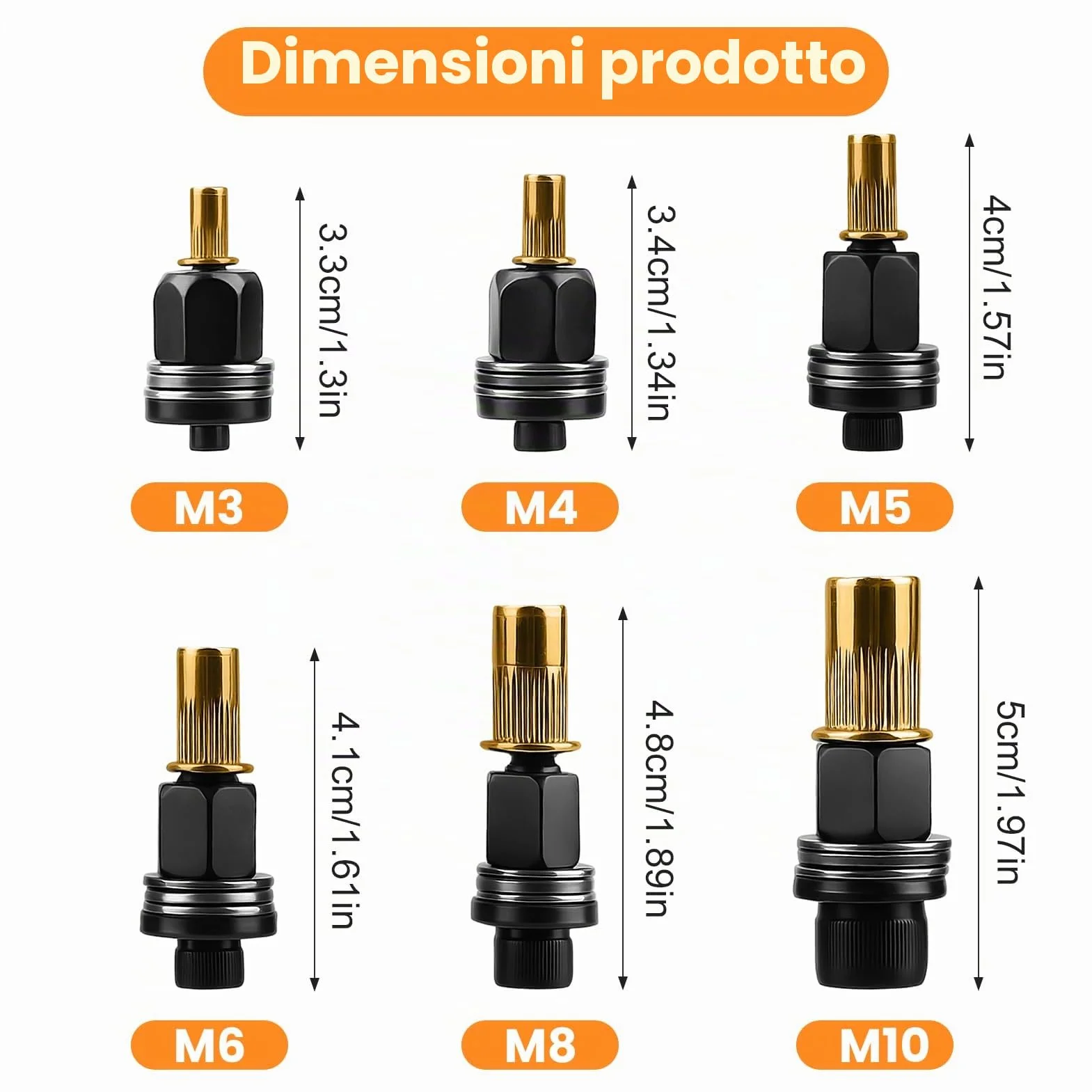 Rivettatrici Manuali Set 6 Pz Compatibile Pinze M3 M4 M5 M6 M8 M10 M12 Nero