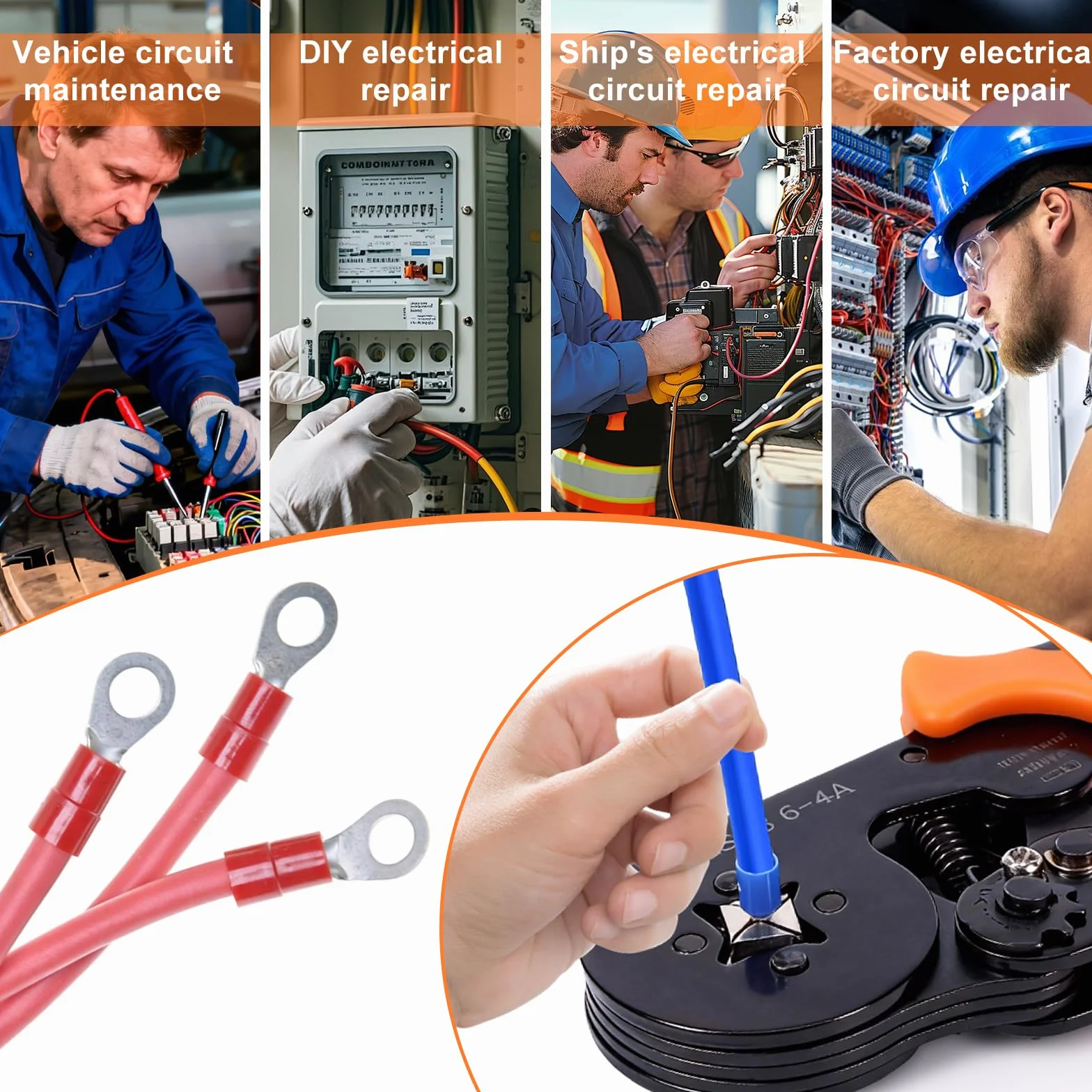 Pinza Crimpatrice, 1800 Pezzi Capicorda Elettrici a Crimpare, Set di Puntalini, 0,25-10mm², Kit Elettricista, Crimpatrice per Auto e Installazioni Elettriche