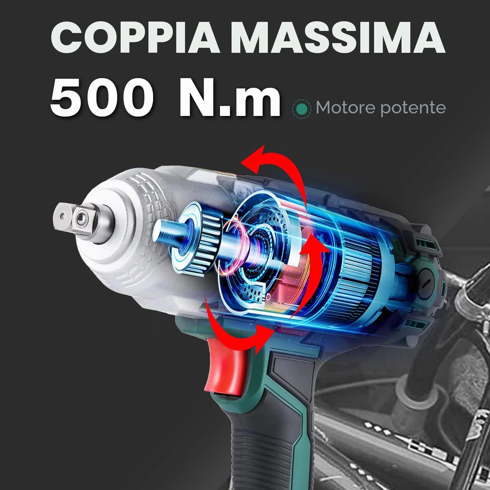 POSENPRO Avvitatore a impulsi 550 W 500 N.m 4 prese 17-22 mm