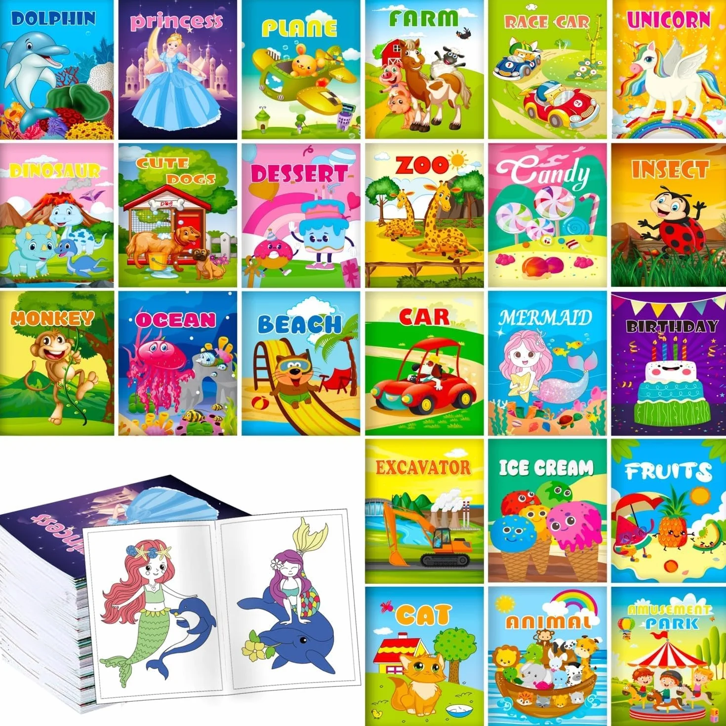 24 Mini Libri Da Colorare Per Bambini Di Età 2-4-8-12 Compleanno Party Regalini Di Piccola Attività Libri Goodie Bags Stuffers Classroom Attività Di Regalo Fine Anno
