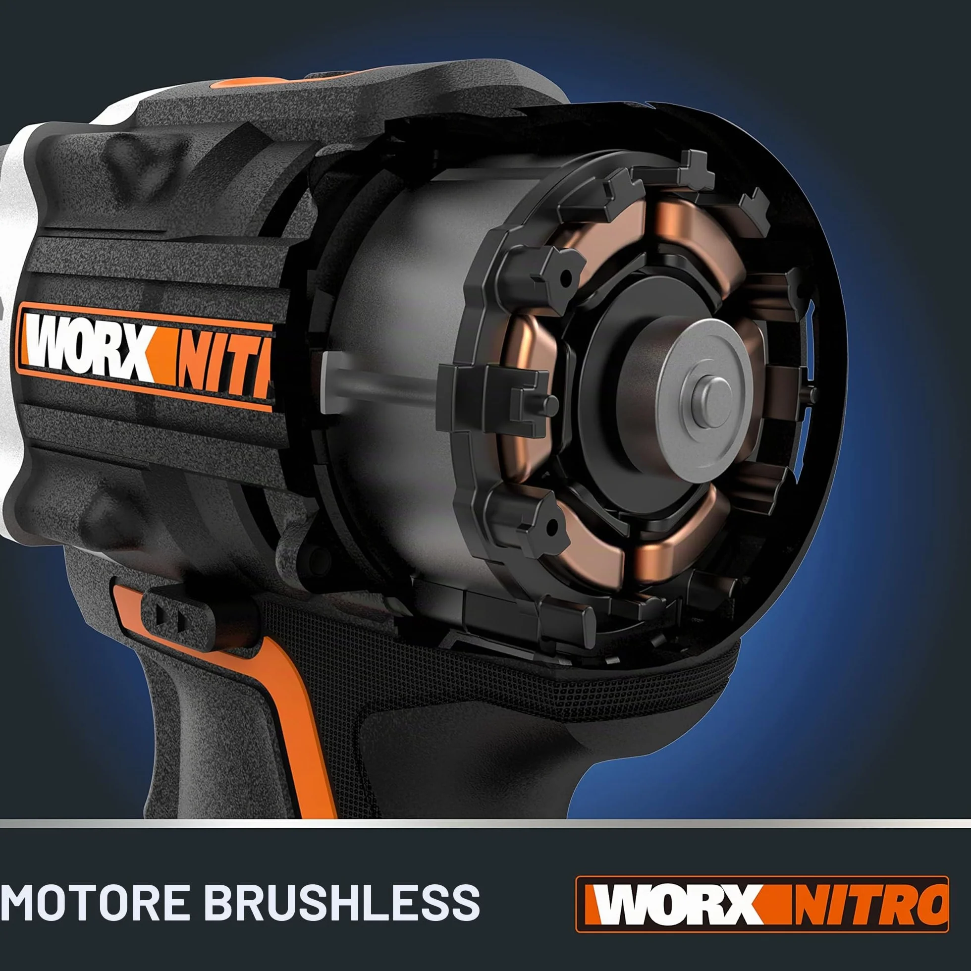 Trapano a Percussione senza Fili WORX NITRO 18 V (20 V MAX) WX352.4, PowerShare, Motore Brushless, 60 Nm, Controllo della Velocità Variabile, Luce LED, Set di Accessori da 75 pezzi, 2 Batterie 2,0 Ah