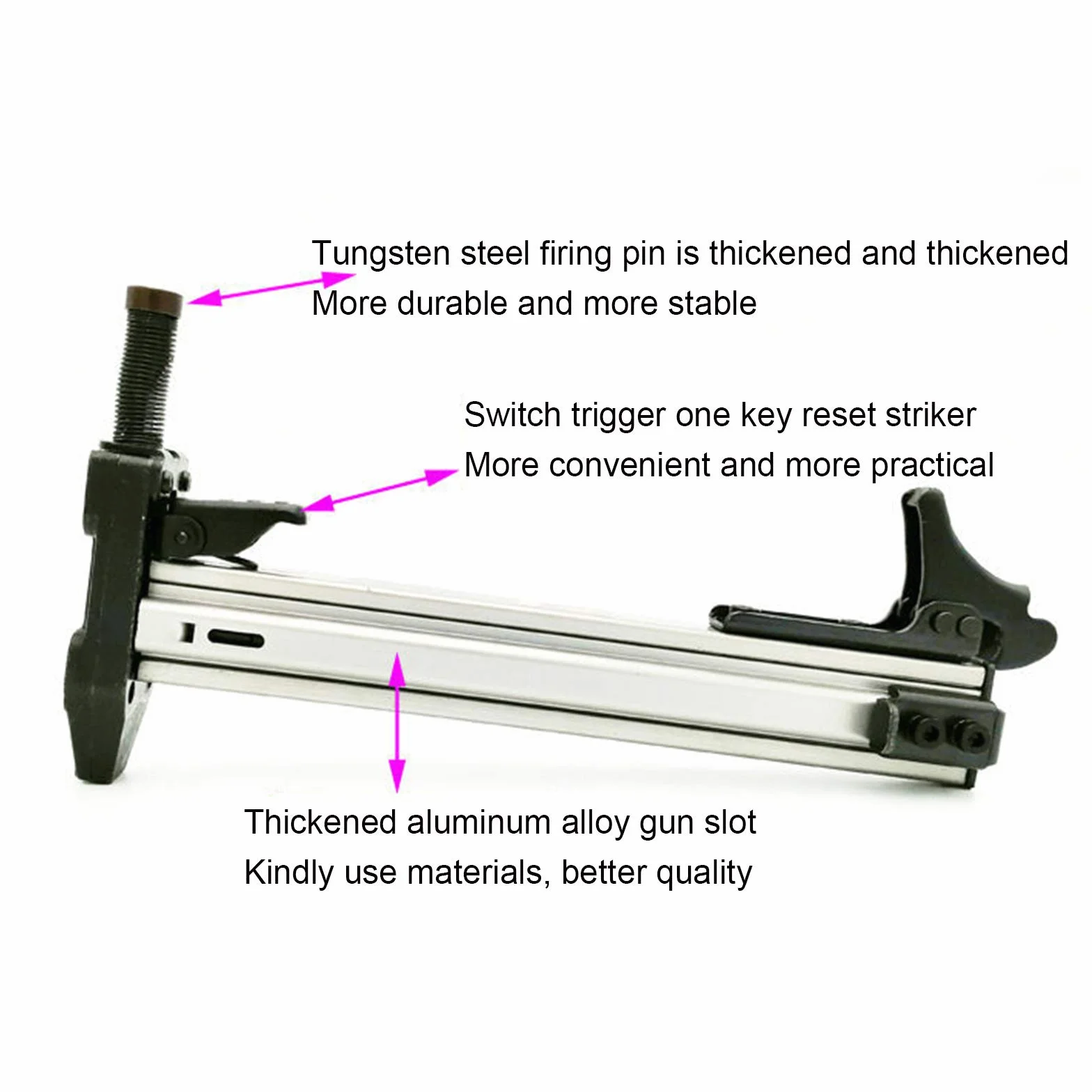 Pistola sparachiodi semiautomatica, Chiodatrici manuali multifunzione con testa in acciaio legato e corpo in lega di alluminio per trasporto automatico chiodi in acciaio ST-15 / ST-18 (1 Pezzo)