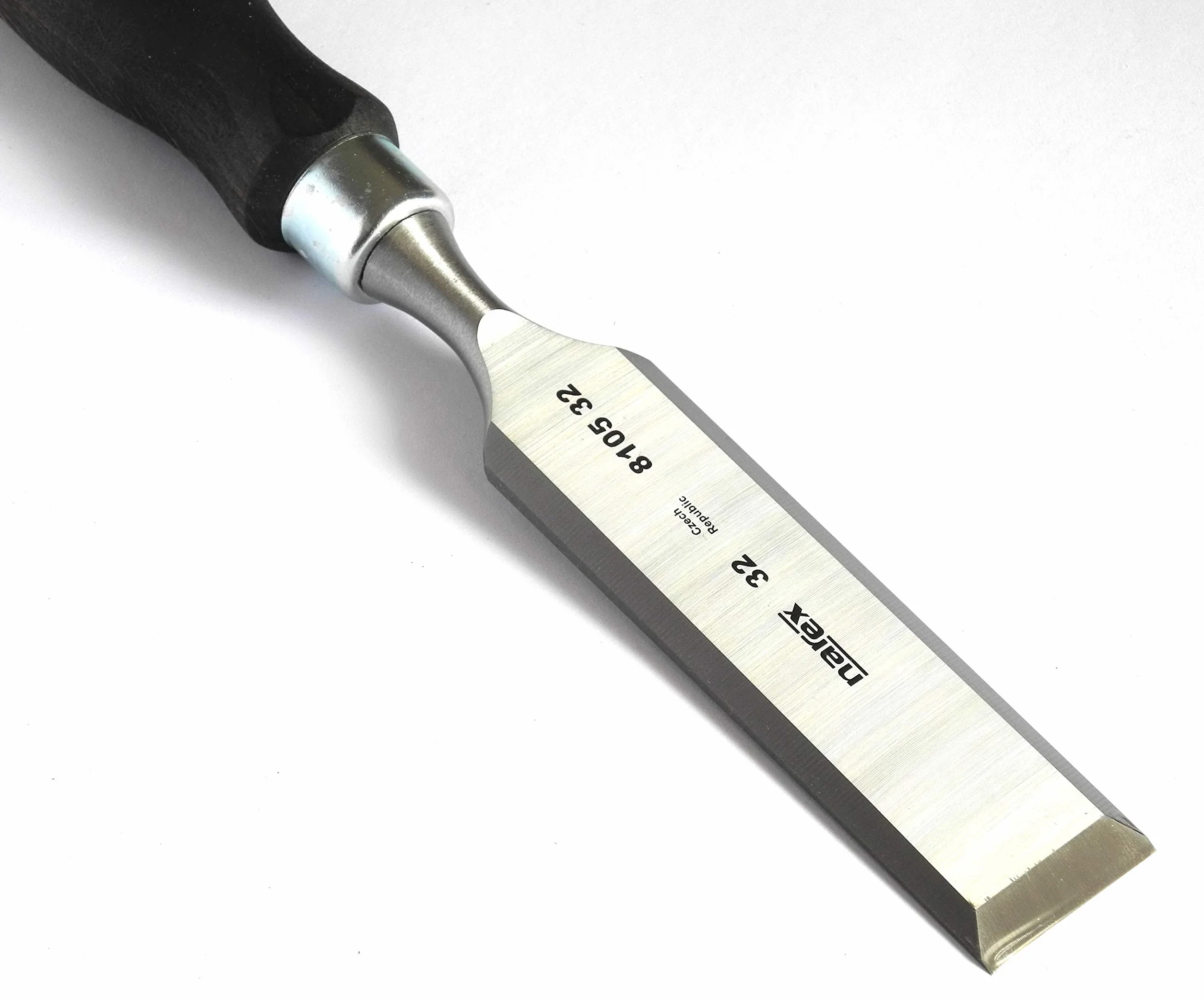Narex - Set di 4 scalpelli con impugnatura scura (8, 10, 16, 32 mm) in acciaio al cromo manganese con lame forgiate e affilate, manici in legno verniciato e cerato