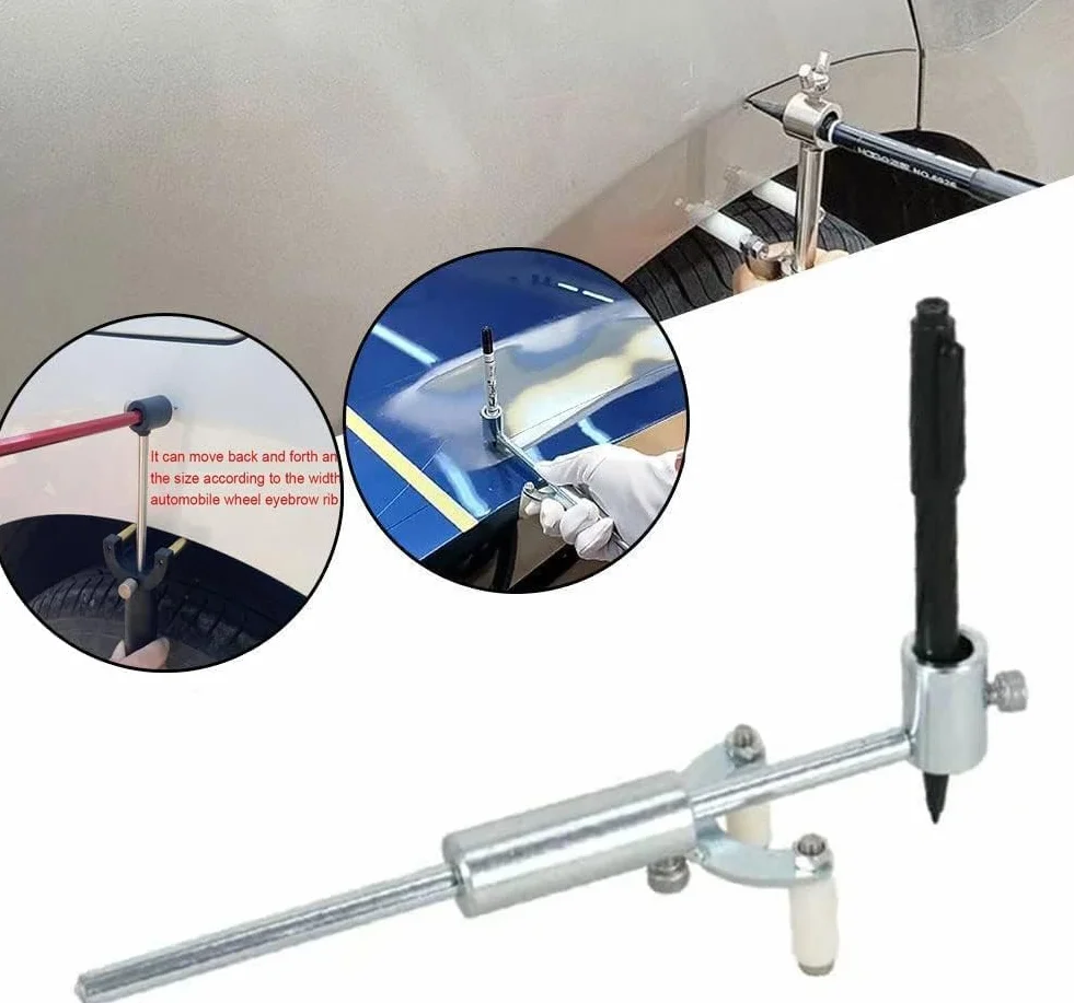 Automobile Dent Repair Wheel Arch Car Body Line Marking Tools, Scriber parallelo in lamiera, Raschietto per sopracciglia per ruote auto