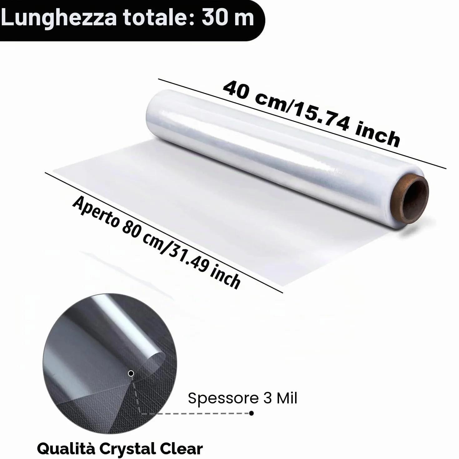 Carta Trasparente per Confezioni, 40 CM x 30 M Cellophane per Imballaggio, Riutilizzabile Cellophane Adatto per Confezionare Fiori Regali Biscotti Snack Scatole Artigianato