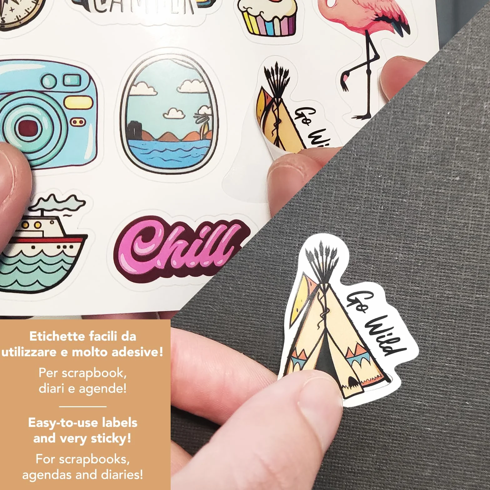 250 Adesivi Viaggi - Stickers Aesthetic per Diario di Viaggio da Compilare, Album scrapbooking, stickers journaling, adesivi per valigia da viaggio/sticker cute/sticker tenerini/diario viaggi