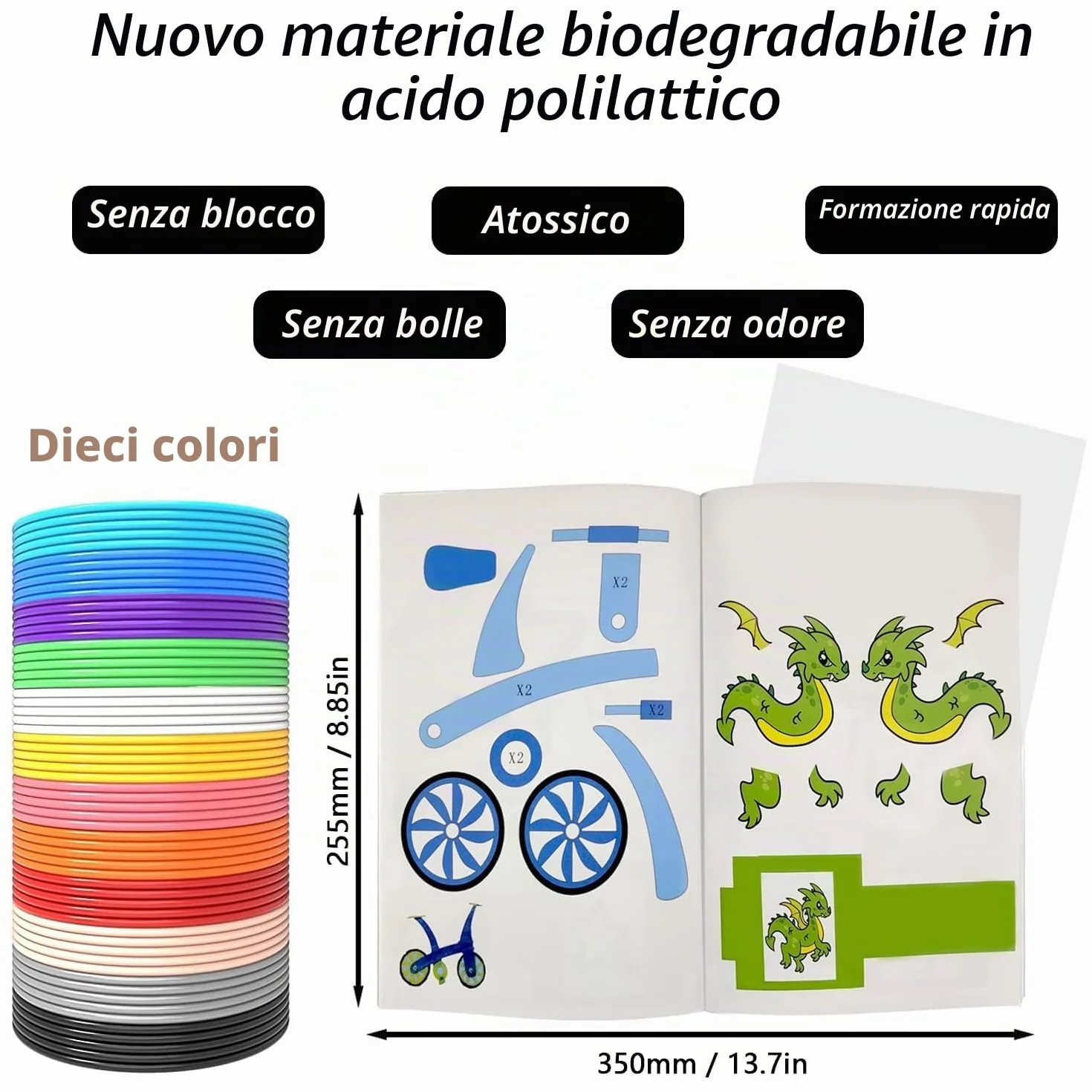 Modello di disegno con penna 3D - Libro di stampa PLA 1,75 mm - 40 motivi senza penna