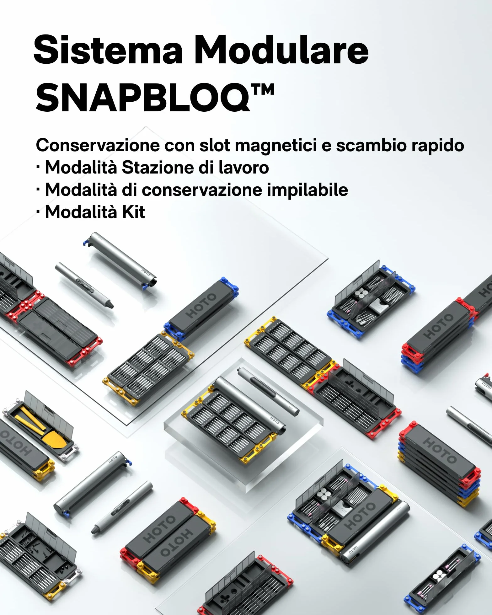 HOTO SNAPBLOQ™ R-A04 Utensile Rotante Multifunzione Senza Fili, 22000 RPM Variabili, 38 Accessori