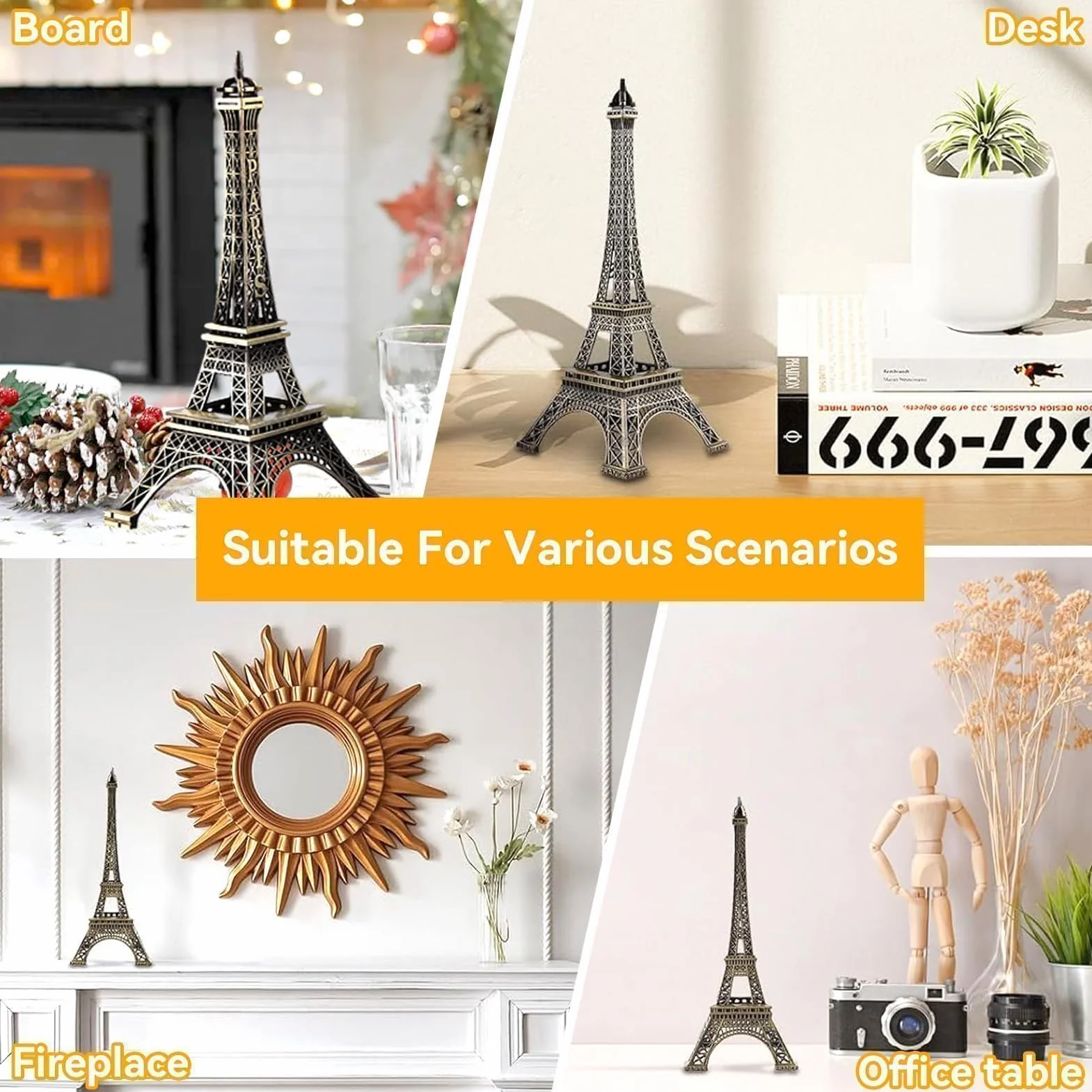 Cyrank Torre Eiffel Statua in Metallo Lega di Zinco Statuetta da Collezione Replica Francese Per Tavolo 15CM