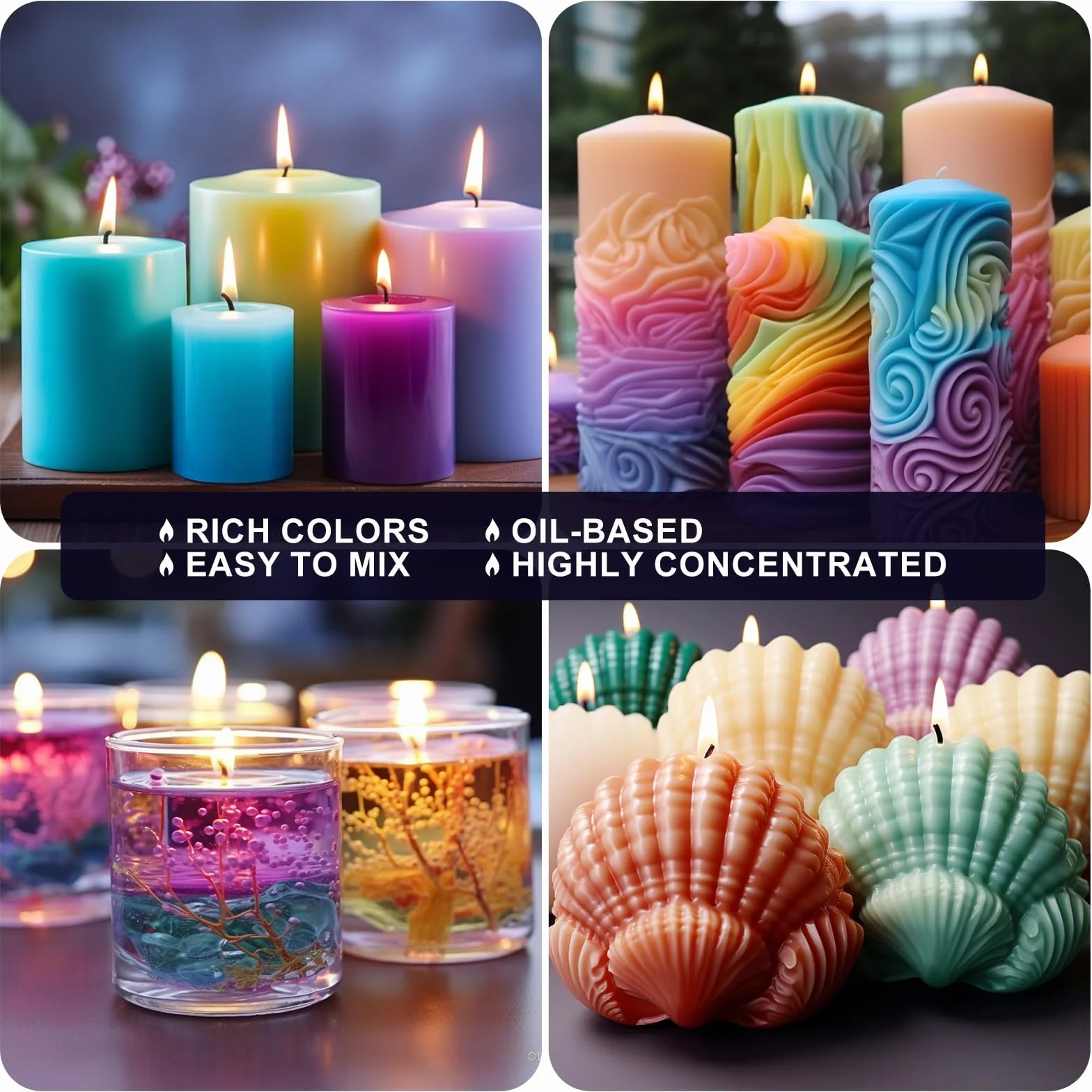Homy Arty Coloranti per Candele 32 Colori, Fai da Te, Pintura a Base di Olio per Cera, Colorante Liquido Altamente Concentrato