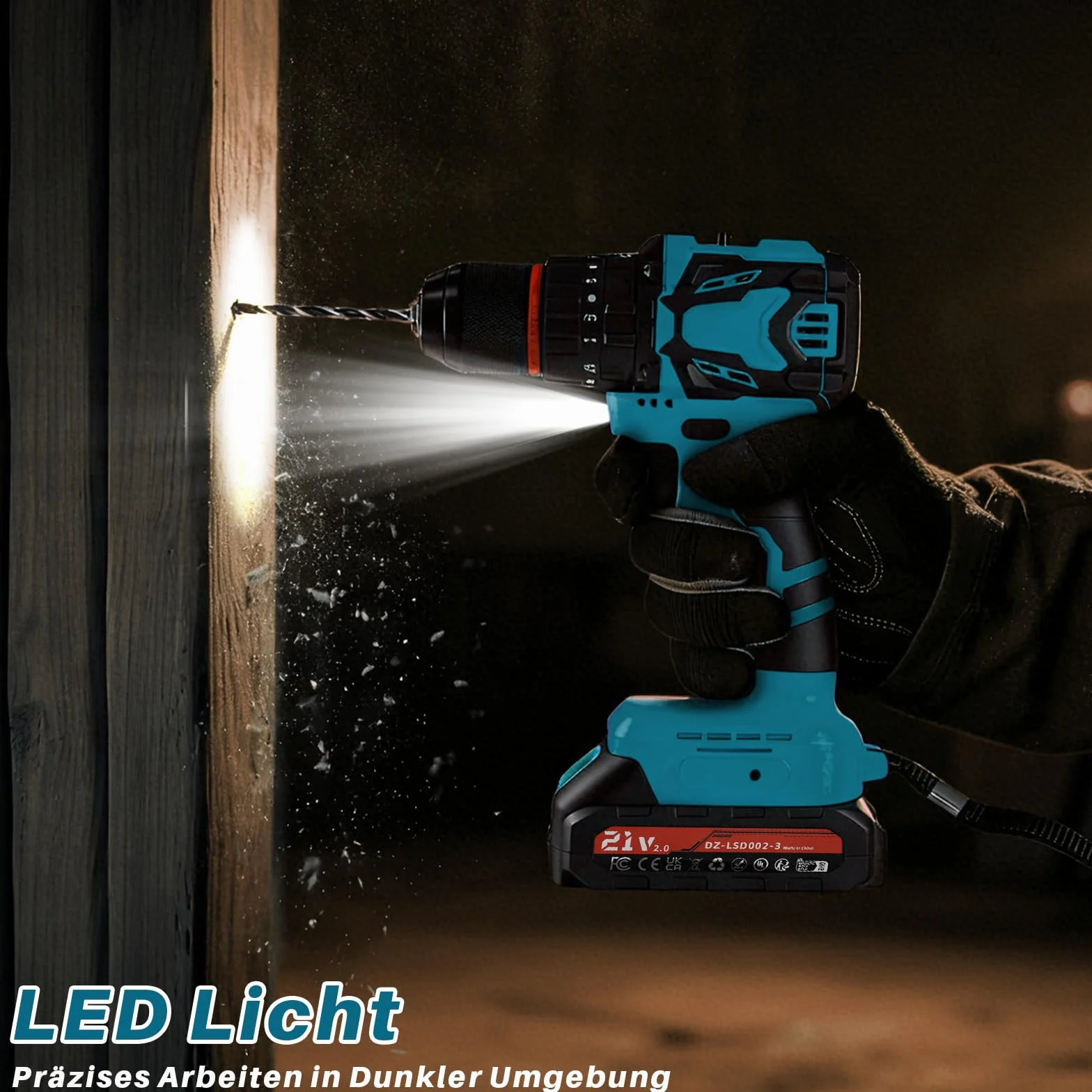 Trapano avvitatore a batteria brushless, trapano a percussione 21V, 70 Nm,con 2 2,0 Ah batterie, 25+3 impostazioni di coppia, 2 velocità, luce LED, avvitatore elettrico Ideale per forare e avvitare