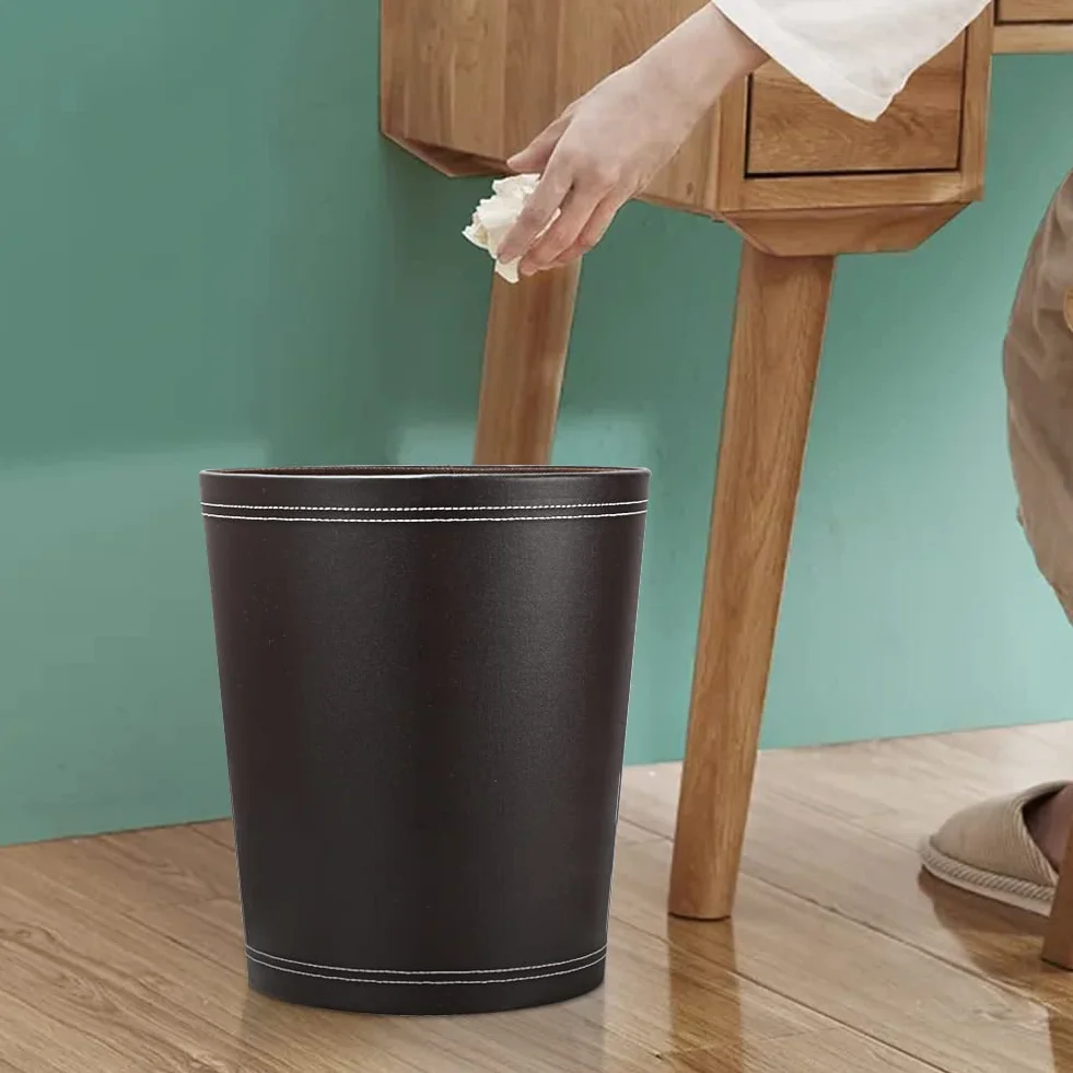 KINGFOM™ Classico Cestino per la Carta in Pelle, per Ufficio/Bagno/Cucina/Camera da Letto (Marrone)
