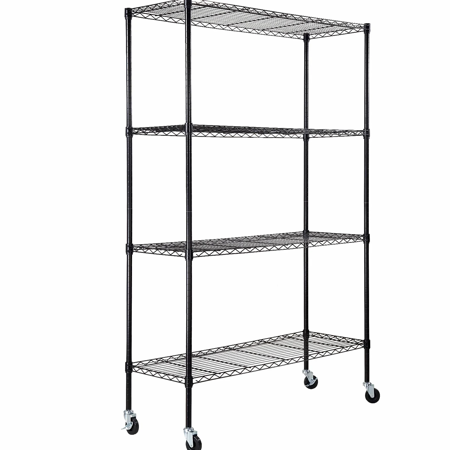 VEVOR Scaffale portaoggetti con Ruote, 4 Ripiani Regolabili, Capacità 700 Libbre, Scaffali da Garage per Carichi Pesanti Scaffale Metallico Organizzatore in Metallo, Nero, 47,2"x17,7"x74"