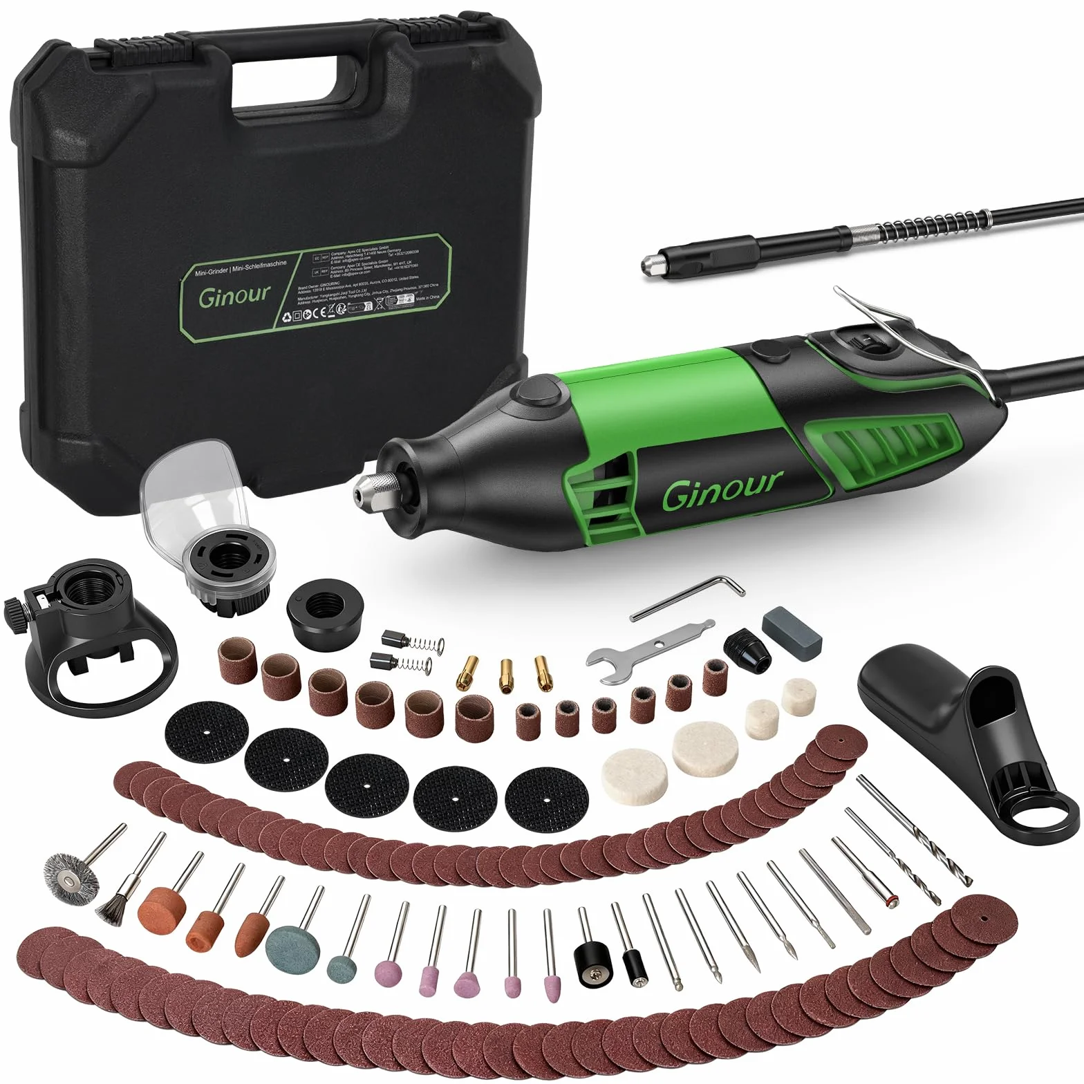 Ginour Strumento Multifunzione 200W Utensile Rotante 135 Accessori 6 Velocità 8000-35000RPM