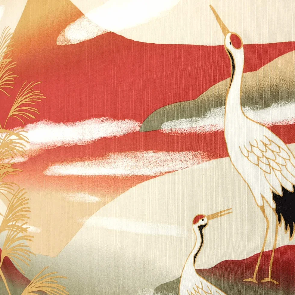 Hamamonyo Furoshiki 1248 - Panno per gru e Akafuji 50 x 50 cm