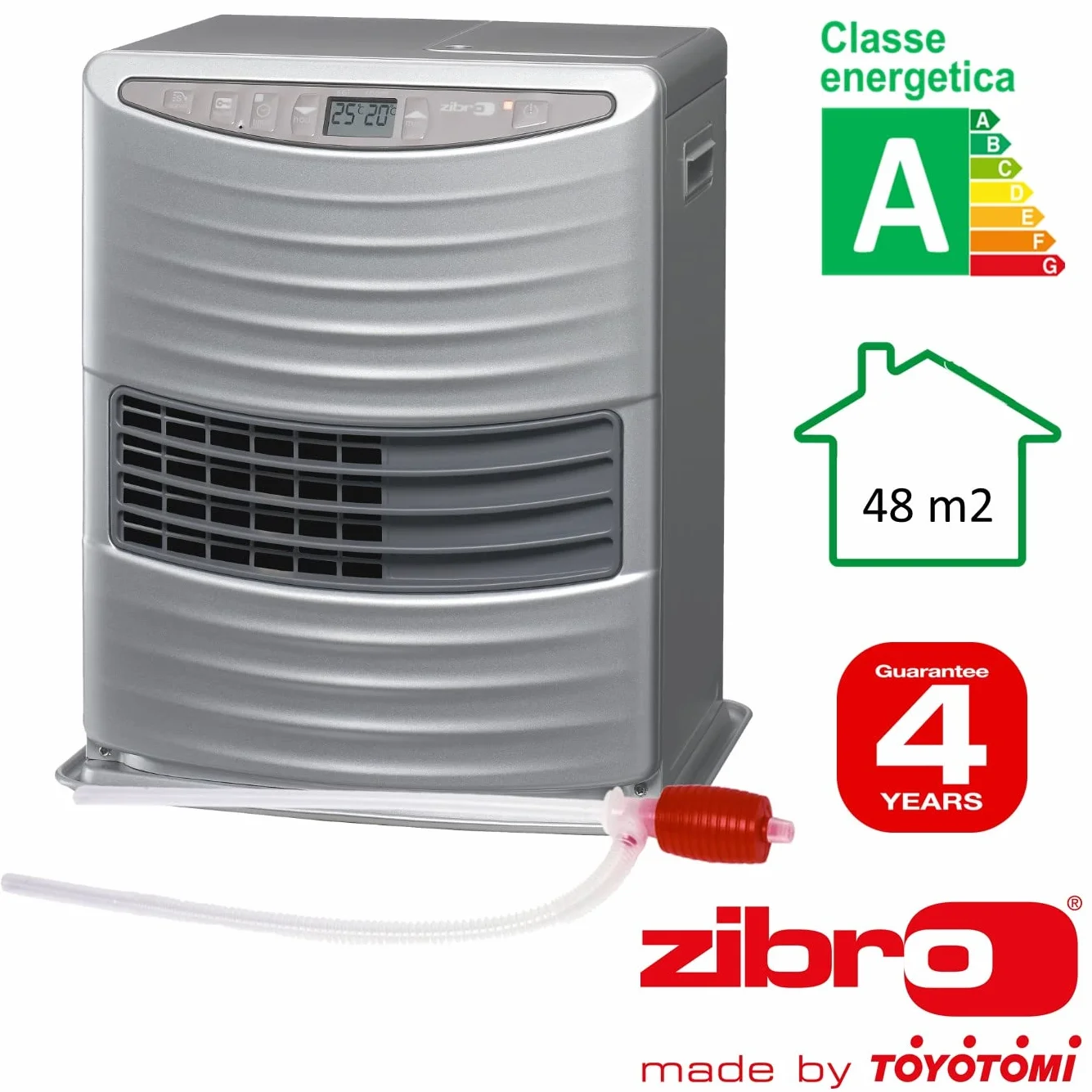 Zibro LC-300 Stufa a Combustibile Elettronica 3000 W, 48 m2 Argento Ricondizionato