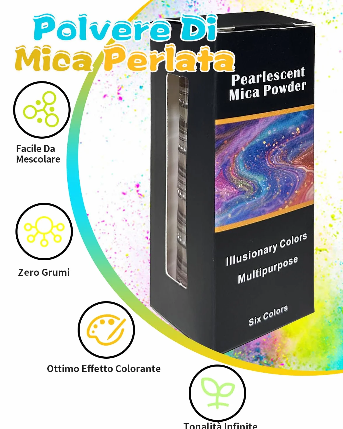 Polvere di Mica 6 Colori Set Portatile di Pigmenti in 6 Barattoli per Resina Epossidica Sapone Nail Art Candele e Artigianato – Autunno