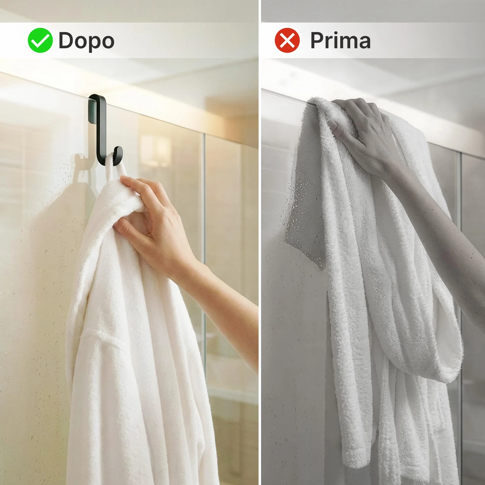 Ganci in Silicone da Appendere per Porte Doccia in Vetro Senza Telaio, Set da 2