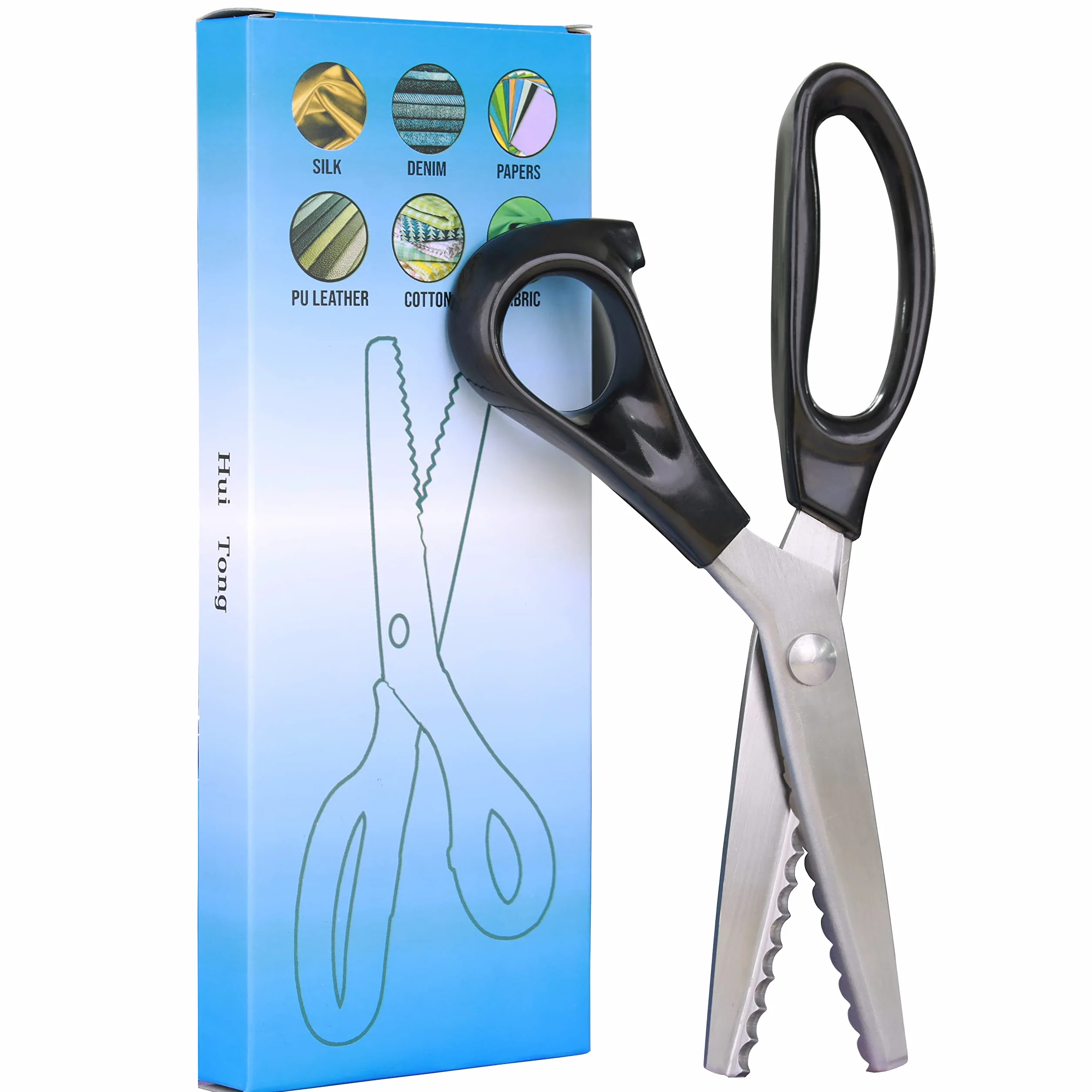 Hui Tong Forte e affilato Forbici zig zag per stoffa, Seghettate e ondulati Forbici Dentellate, 3/5/7mm per un totale di 6 specifiche(ondulati 7mm)