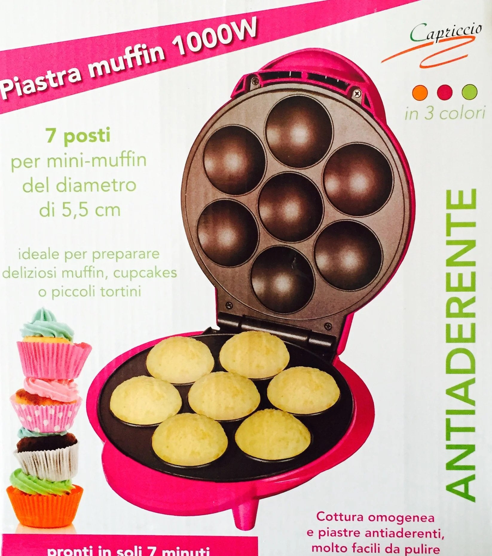 PIASTRA MUFFIN CUPCAKE TORTINI 1000W ELETTRICA