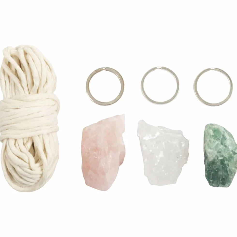 Mini Craft Kit Macramé, dusty rose, matt transparent, light natural, dusty green, 1 pack