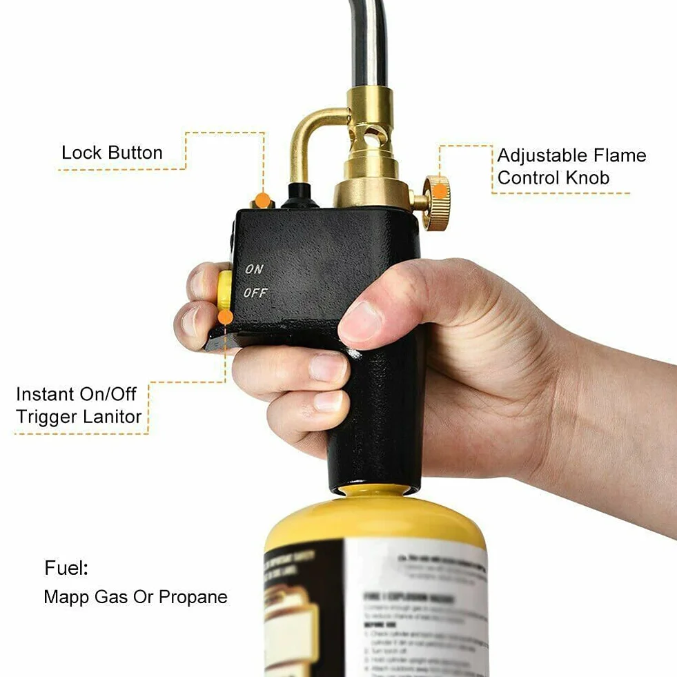 MAPP - Torcia a propano Weytoll per saldatura idraulica, portatile, ad alta temperatura, per saldatura, idraulica, brasatura professionale (senza gas)
