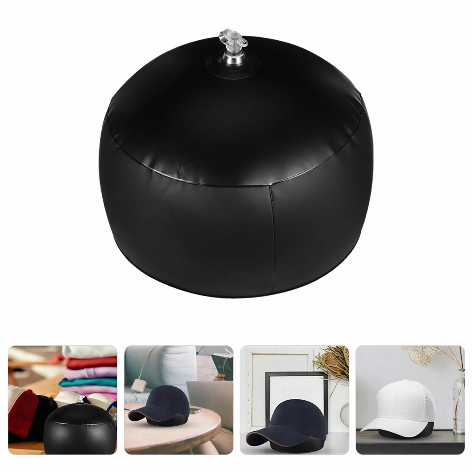 Healvian 2 Pezzi Sagomatore per Cappellino da Baseball in Pvc Nero, Supporto Gonfiabile per Cappelli