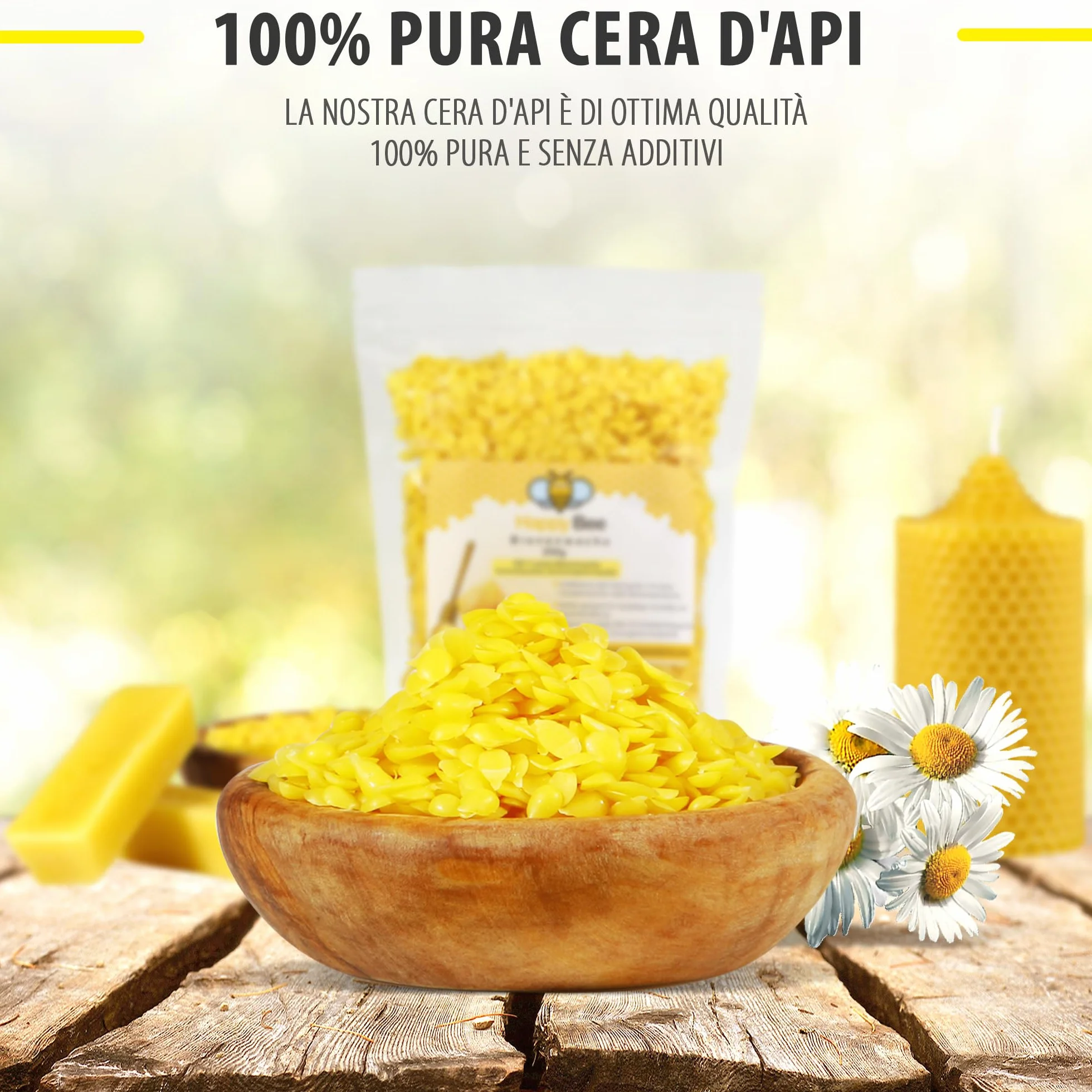 Cera d’api pura al 100% | Cera d'api naturale | Pastiglie di cera | Pastiglie ideali per cosmetici naturali, produzione di candele e panni – Beeswax (200 Grammi)