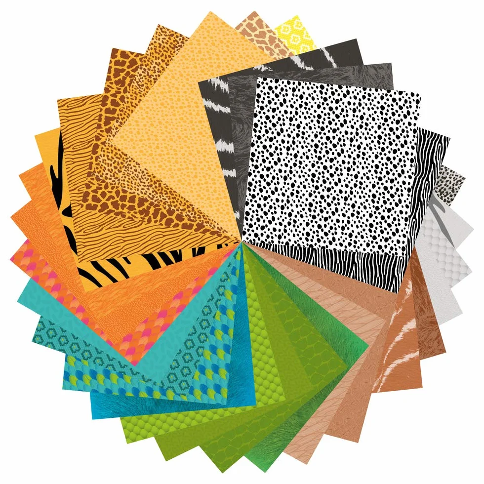 Avenue Mandarine 52504MD - Confezione da 60 fogli origami 20x20 cm 70g (30 motivi x 2 fogli) e un foglio di adesivi inclusi, Zoo