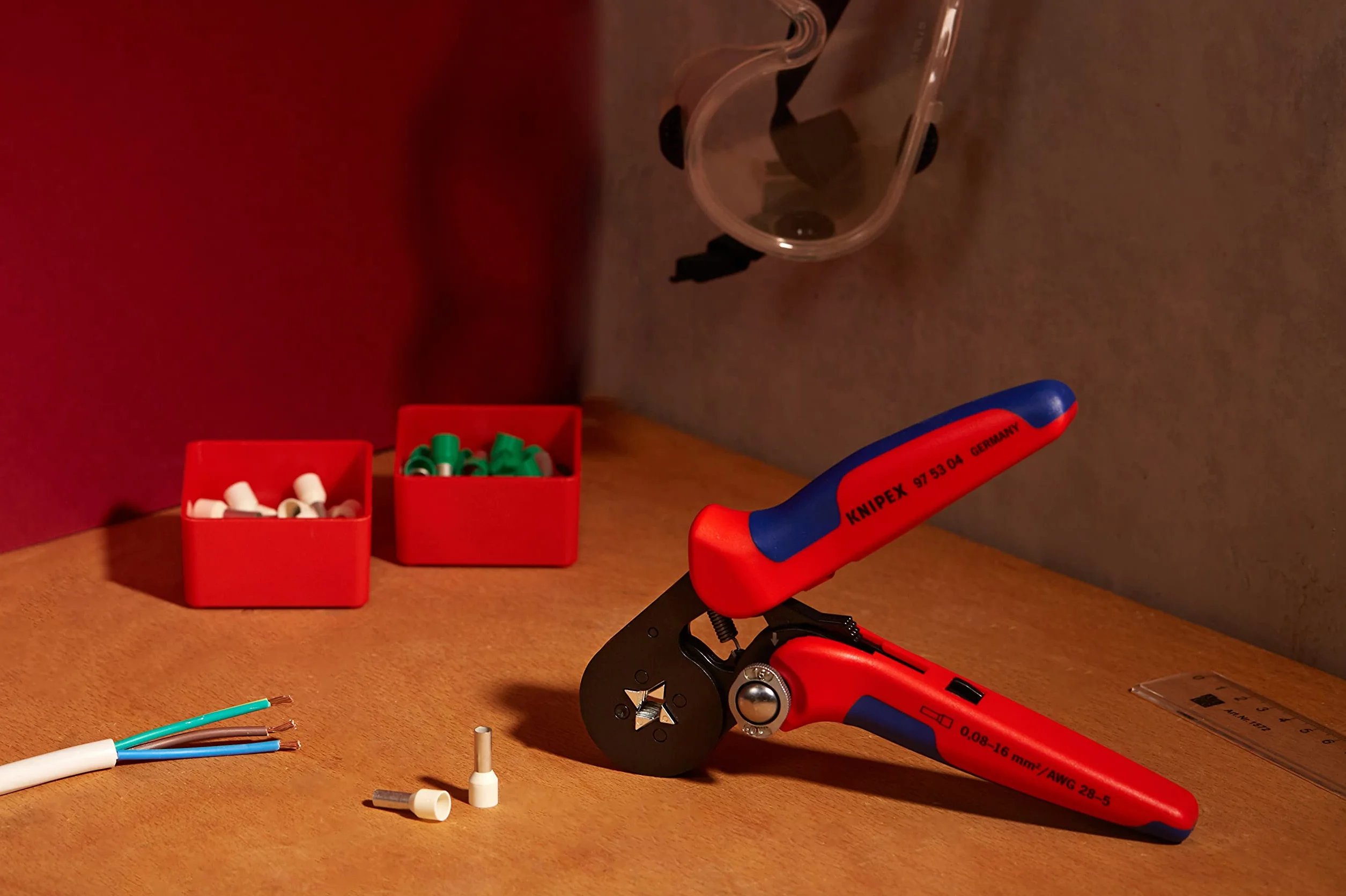 KNIPEX Crimpatrice per terminali a bussola, con regolazione automatica per crimpaggio laterale con impugnature multicomponente 180, 97 53 04