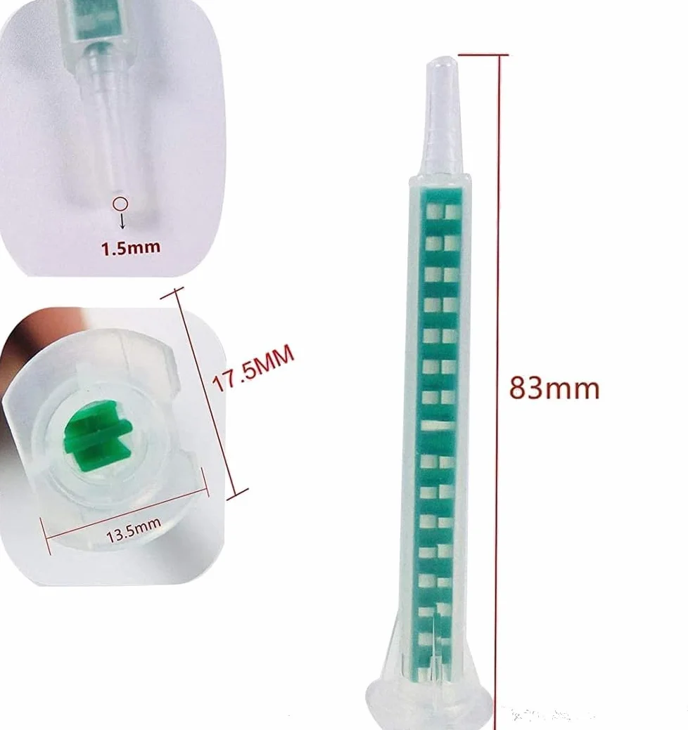 PIQIUQIU 50 Pezzi Ugello Miscelatore Epossidico Ugello Statico Cartucce Adesive Punta per 50 ml / 1,7 oz (Rapporto 1:1/1:2) FMA06-16
