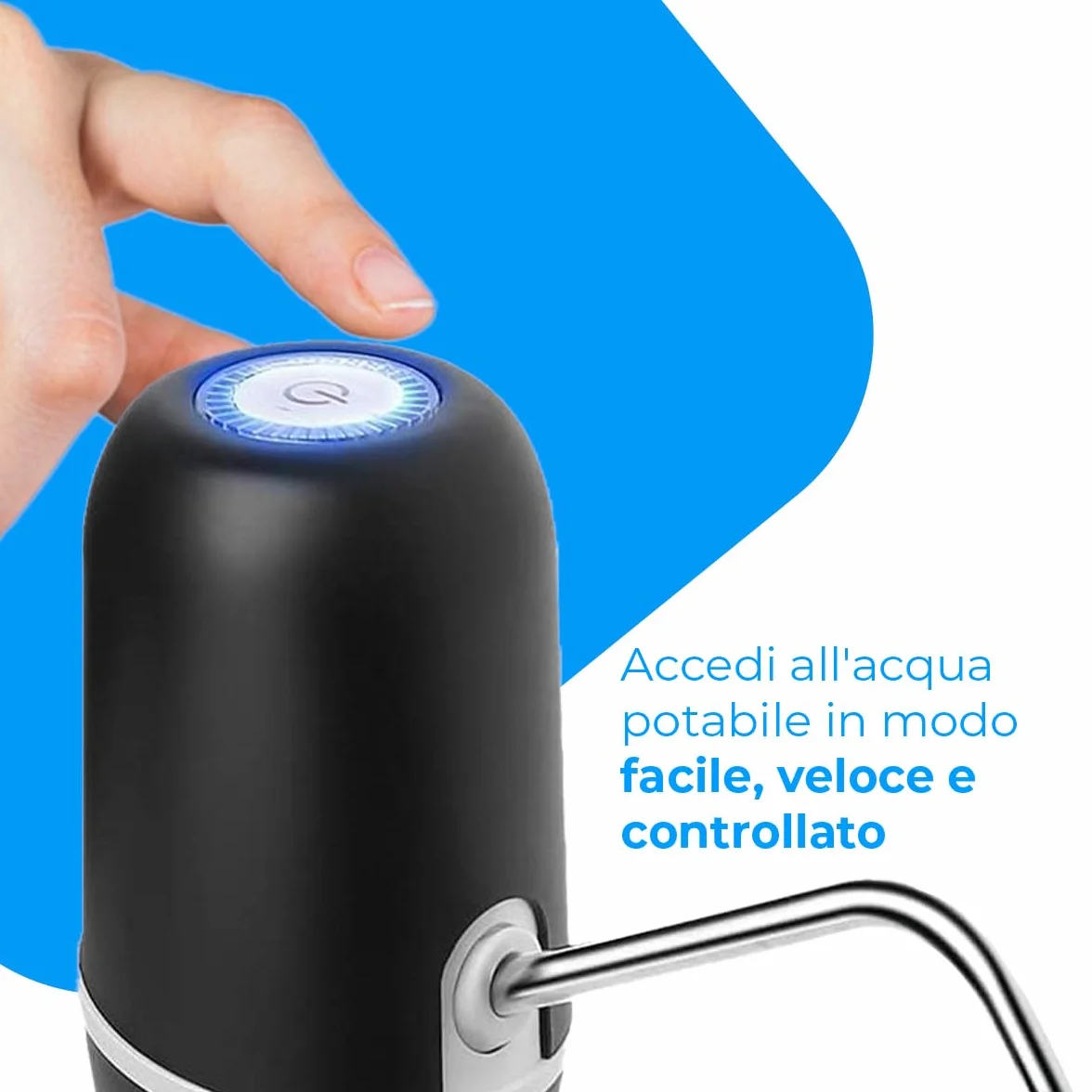 NK Dispenser di acqua automatico ricarica USB dosatore acciaio senza BPA 1200 mAh 1,5 l Nero