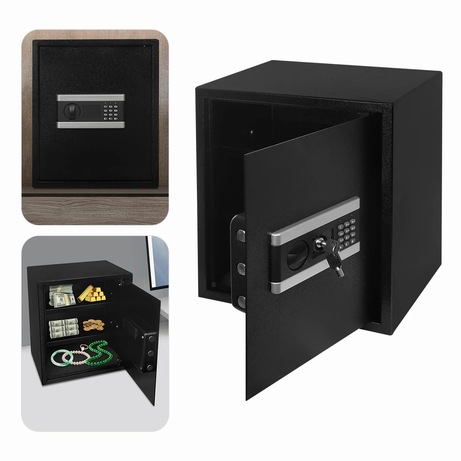 Cassaforte per la casa, ignifugo, con cassaforte di sicurezza digitale, cassaforte per documenti, cassaforte elettronica