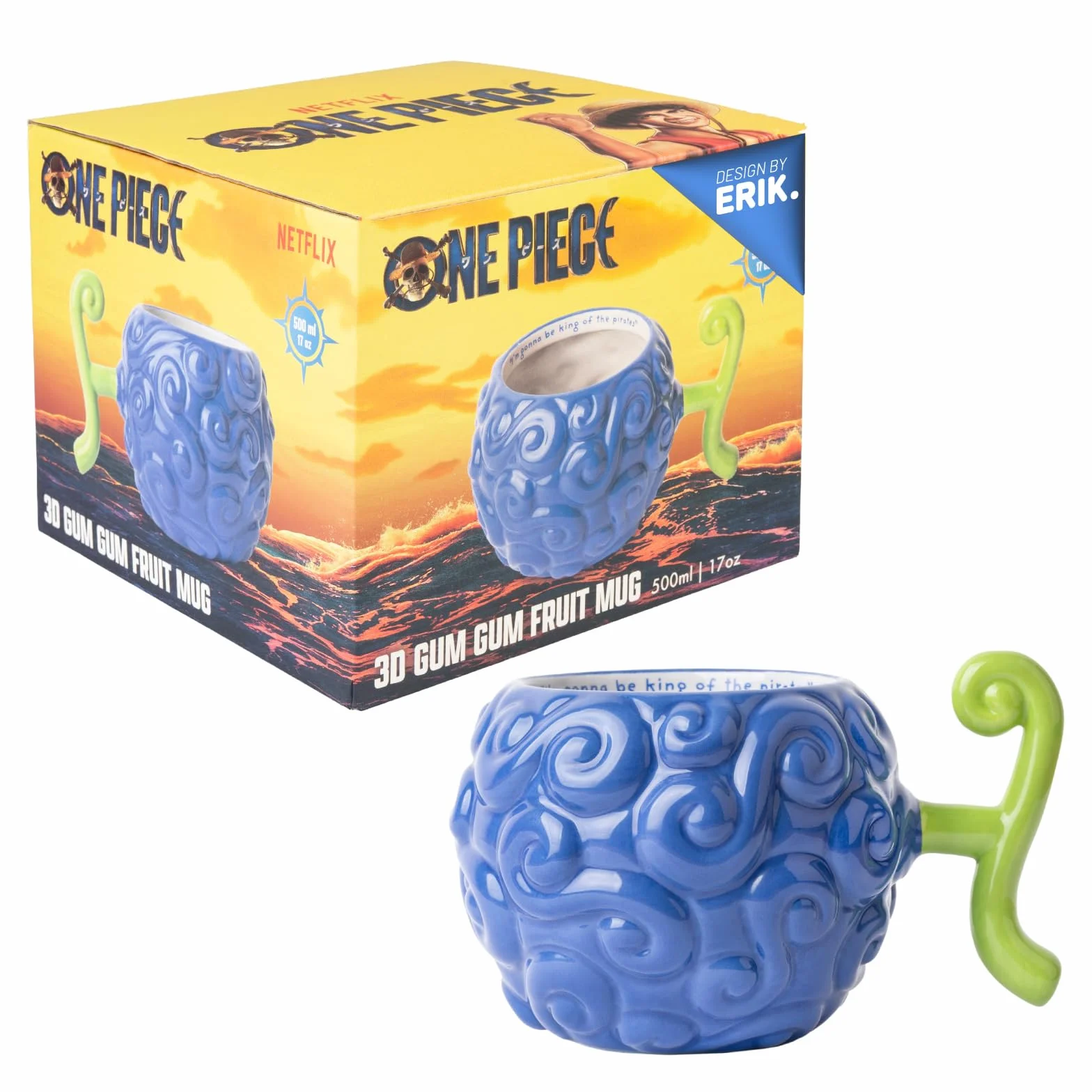 Grupo Erik Tazza One Piece Frutto del Diavolo Gum Gum - Tazza Colazione Ceramica Grande 500 ml One Piece Manga