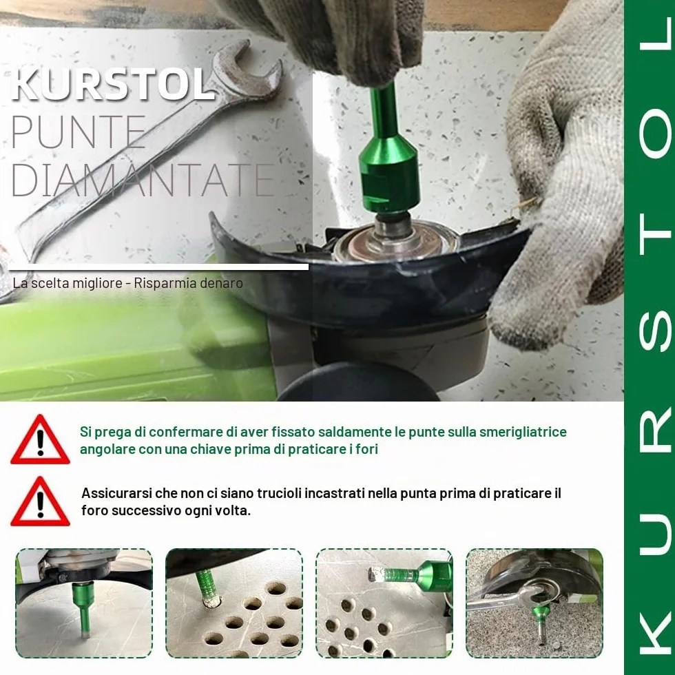 Punta per Trapano Diamantata Set - 6/6/8/20/25/35/50/68/110MM+50MM Fresa Diamantata+20MM Frese per Piastrelle+Adattatore a codolo esagonale per gres porcellanato granito piastrelle marmo