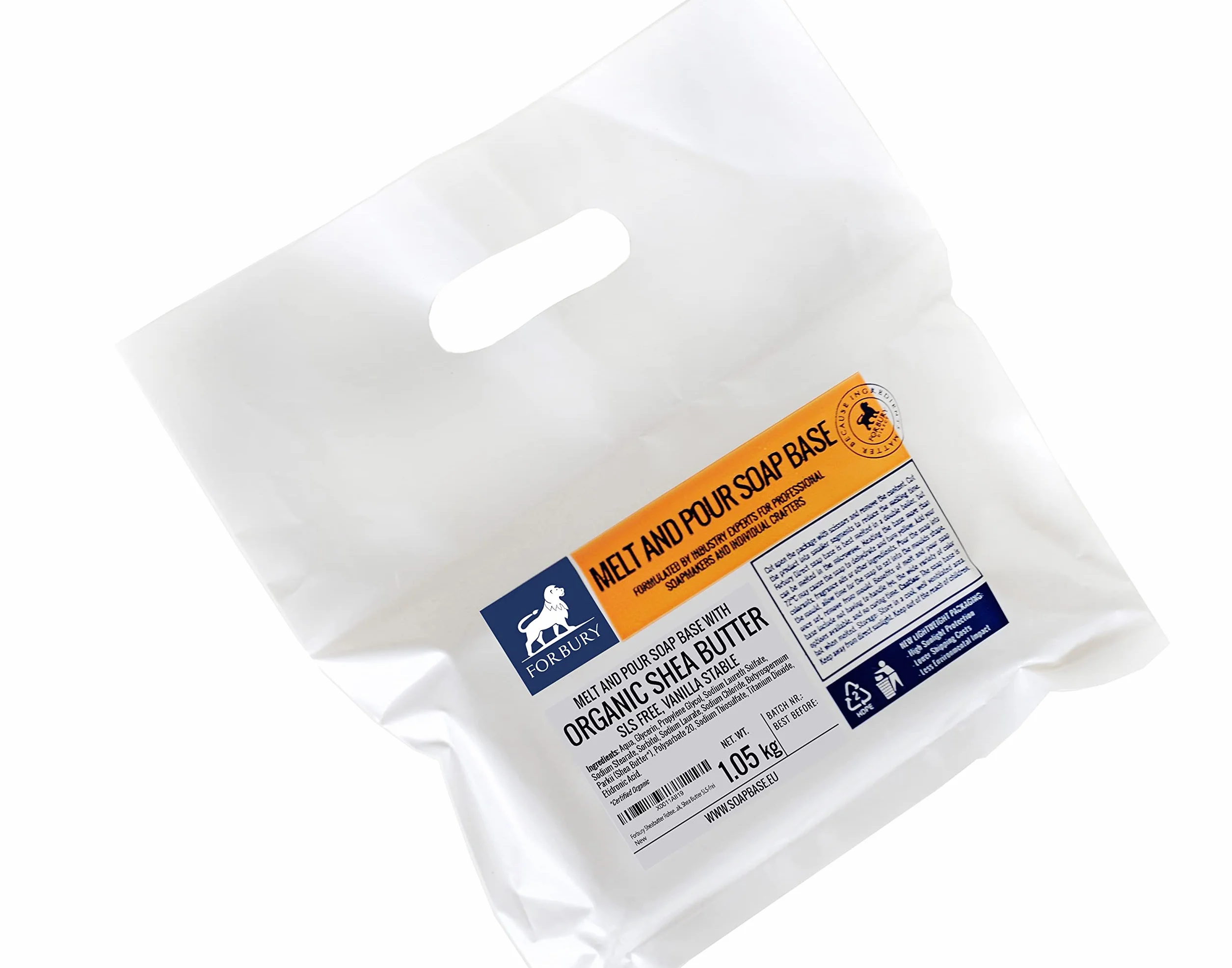 Direct 1kg +50g (1050g) Base per Sapone di glicerina al Burro di Karité, Bianco (Sciogli e Versa) Senza SLS, Base per Saponette, Melt And pour Soap Base with Shea Butter, White Opaque