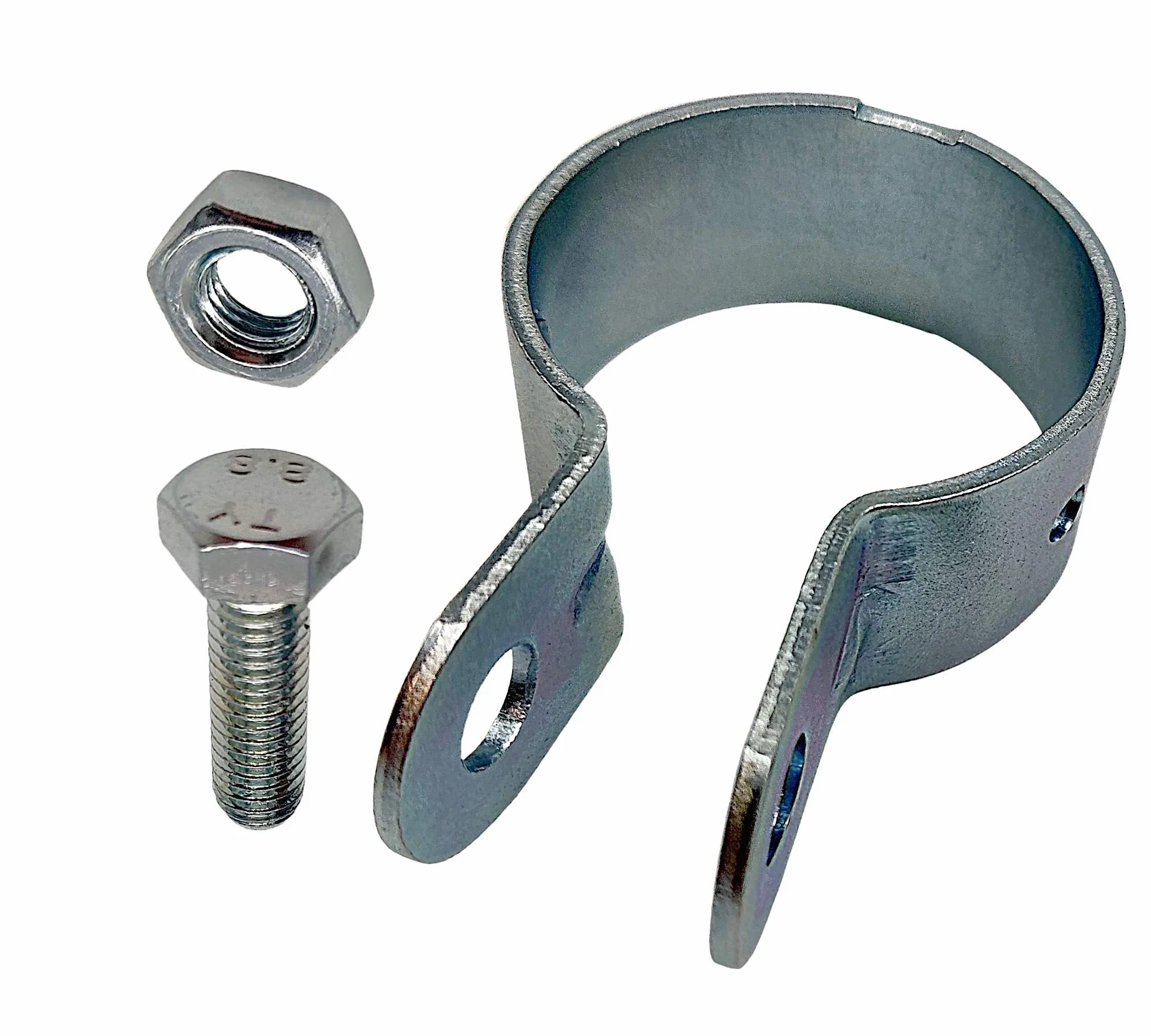 DOJA INDUSTRIAL | Morsetti Terminali Recinzioni | 50 mm | 10 Pezzi | Fascette Metalliche Fissaggio Palo Recinzione | Zincato | Morsetti Recinzione | Collare di Fissaggio Staffe Recinto Modulare