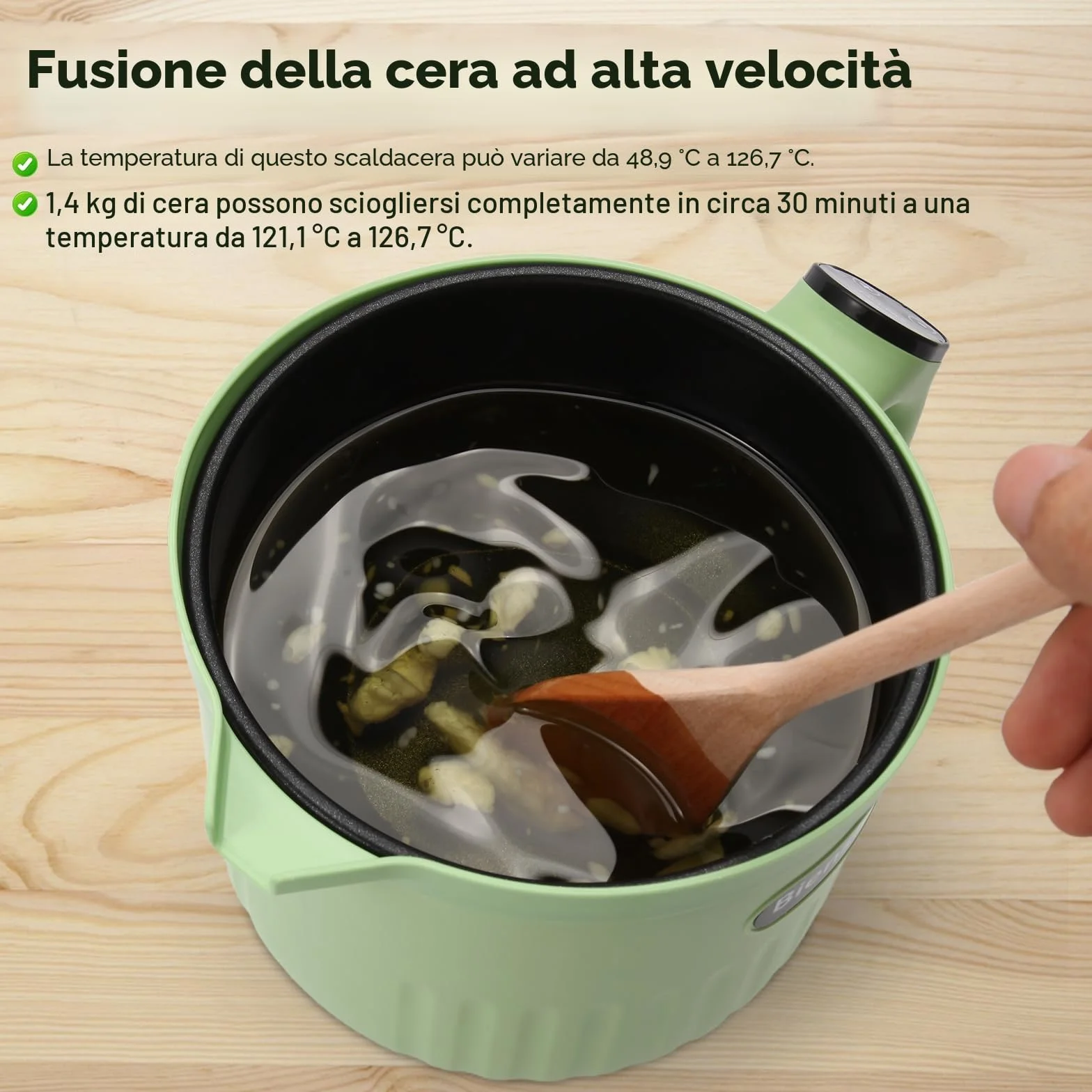 Bienslys Pentola sciogli cera elettrica 1,5 L con touchscreen digitale, rivestimento antiaderente e controllo preciso della temperatura – Ideale per candele, saponi, cera fusa e progetti fai-da-te.