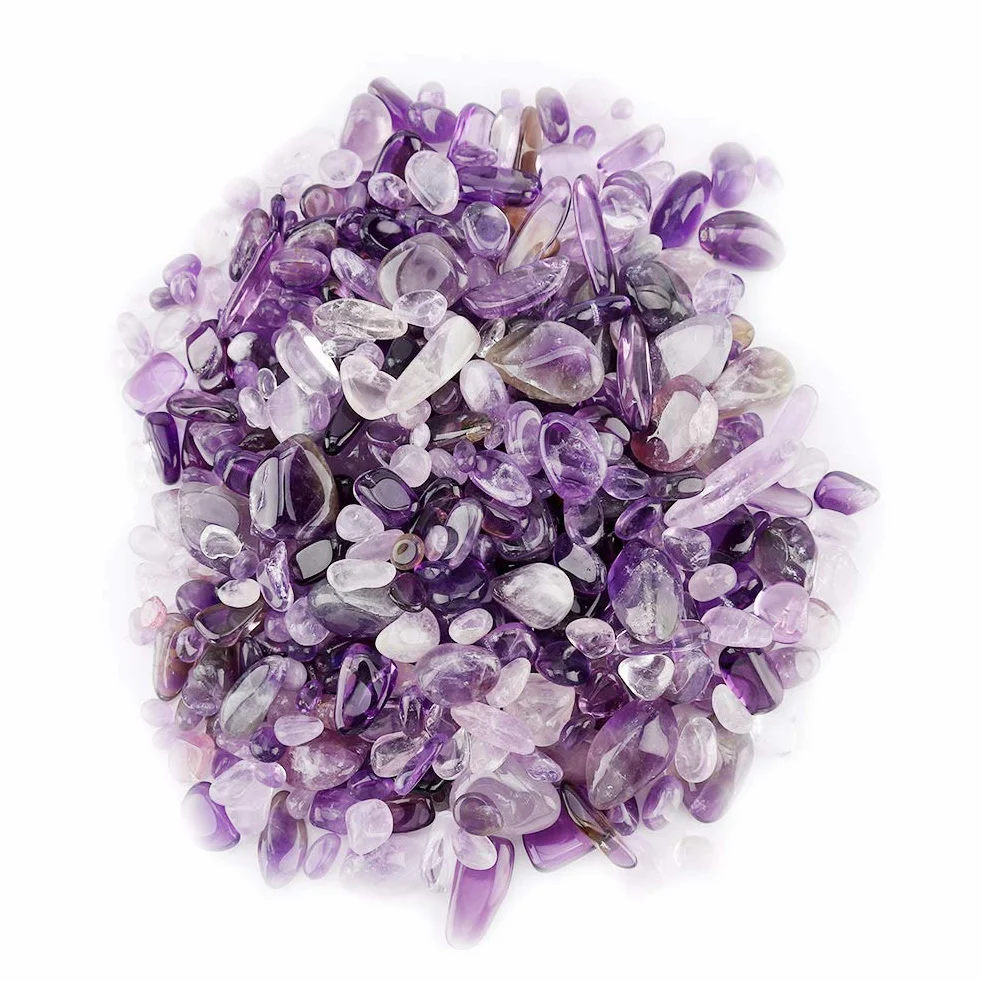 Pietra Ruvida Trucioli Cristallo Naturale Quarzo Piccolo Gemma Tumble 100g Sacchetti Viola