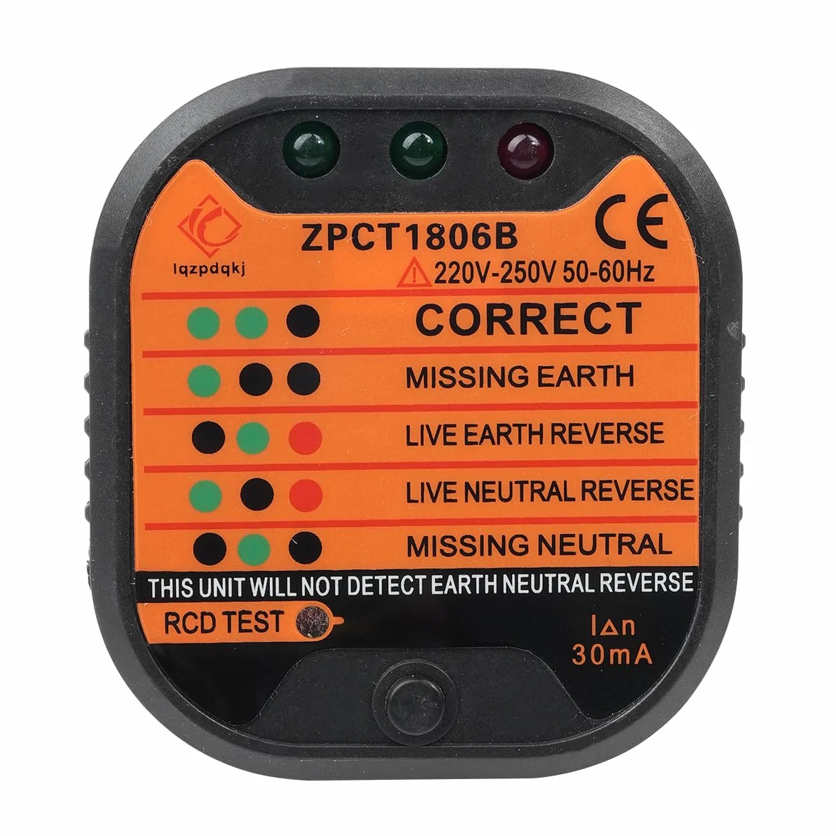 Tester per Prese 220-250V, rilevatore di Tensione di polarità del Circuito per Il rilevamento del Cablaggio della Presa di Corrente, ispezione di Sicurezza del Test della Presa