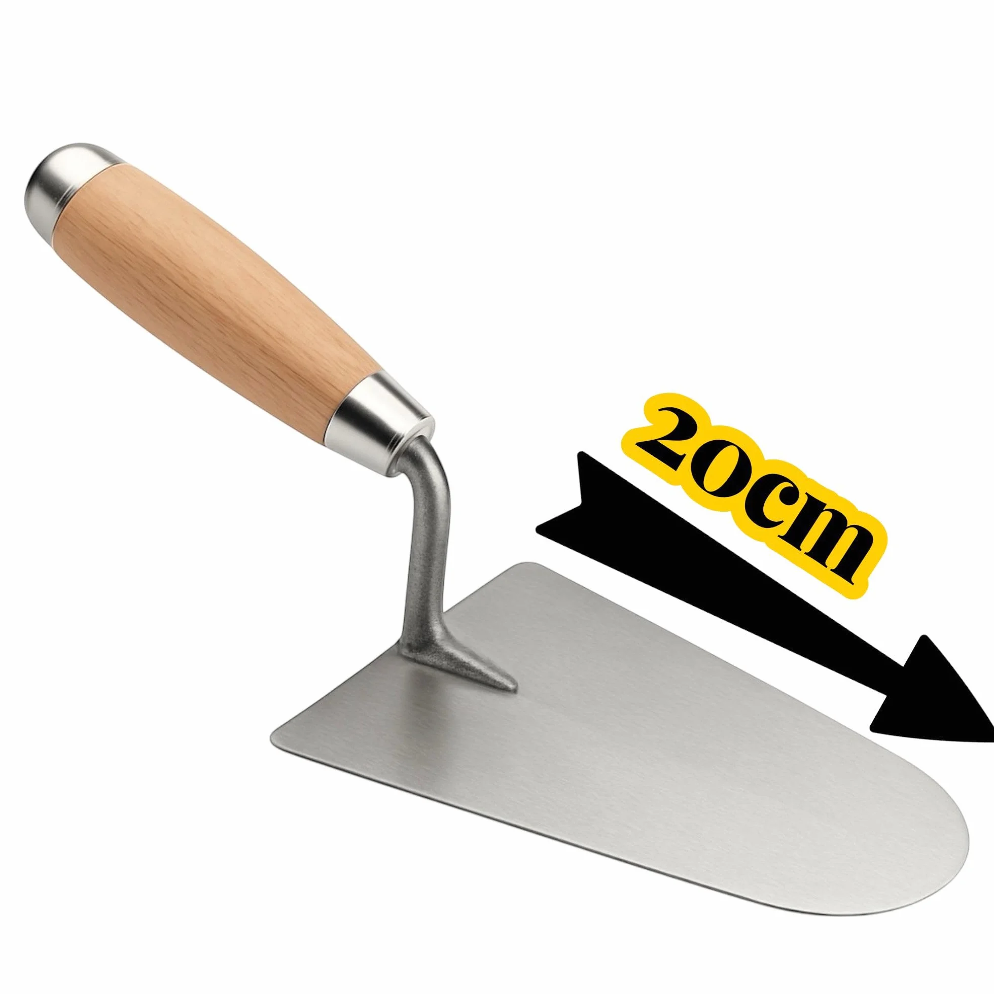 Topolenashop Cazzuola da Muratore 20 cm con Manico in Legno | Attrezzo per Intonaco, Malta e Cemento | Lama in Acciaio Resistente | Utensile per Muratura, Ristrutturazioni e Fai da Te 332526