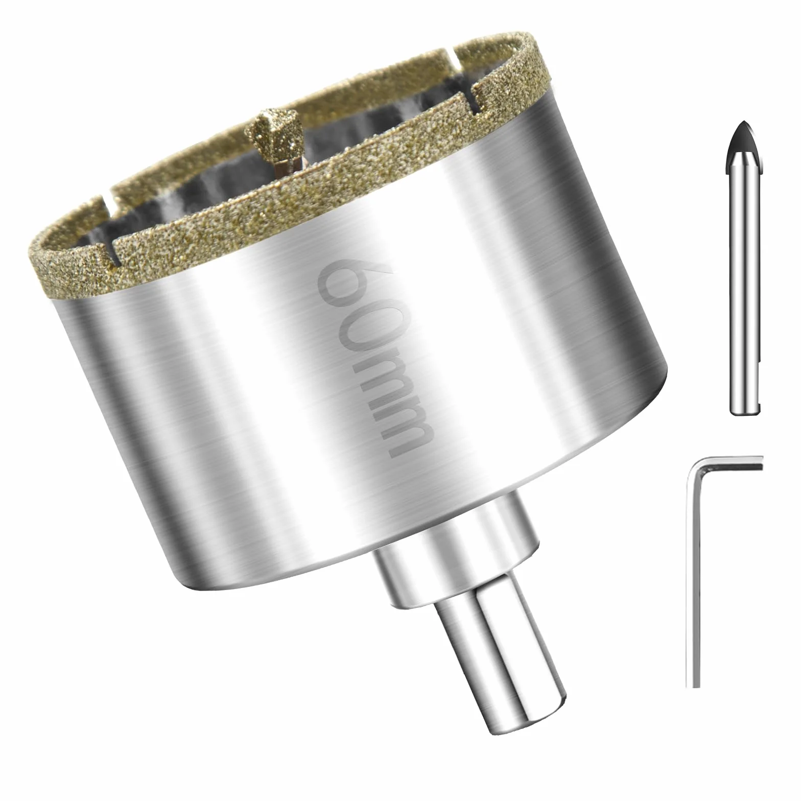 Foretto Diamantato 60 mm Punte Diamantate per Trapano con Punta di Centraggio Punte Trapano Fresa Diamantate Punta per Vetro Diamantata per Vetro Piastrelle Porcellana Quarzite Ceramica Marmo