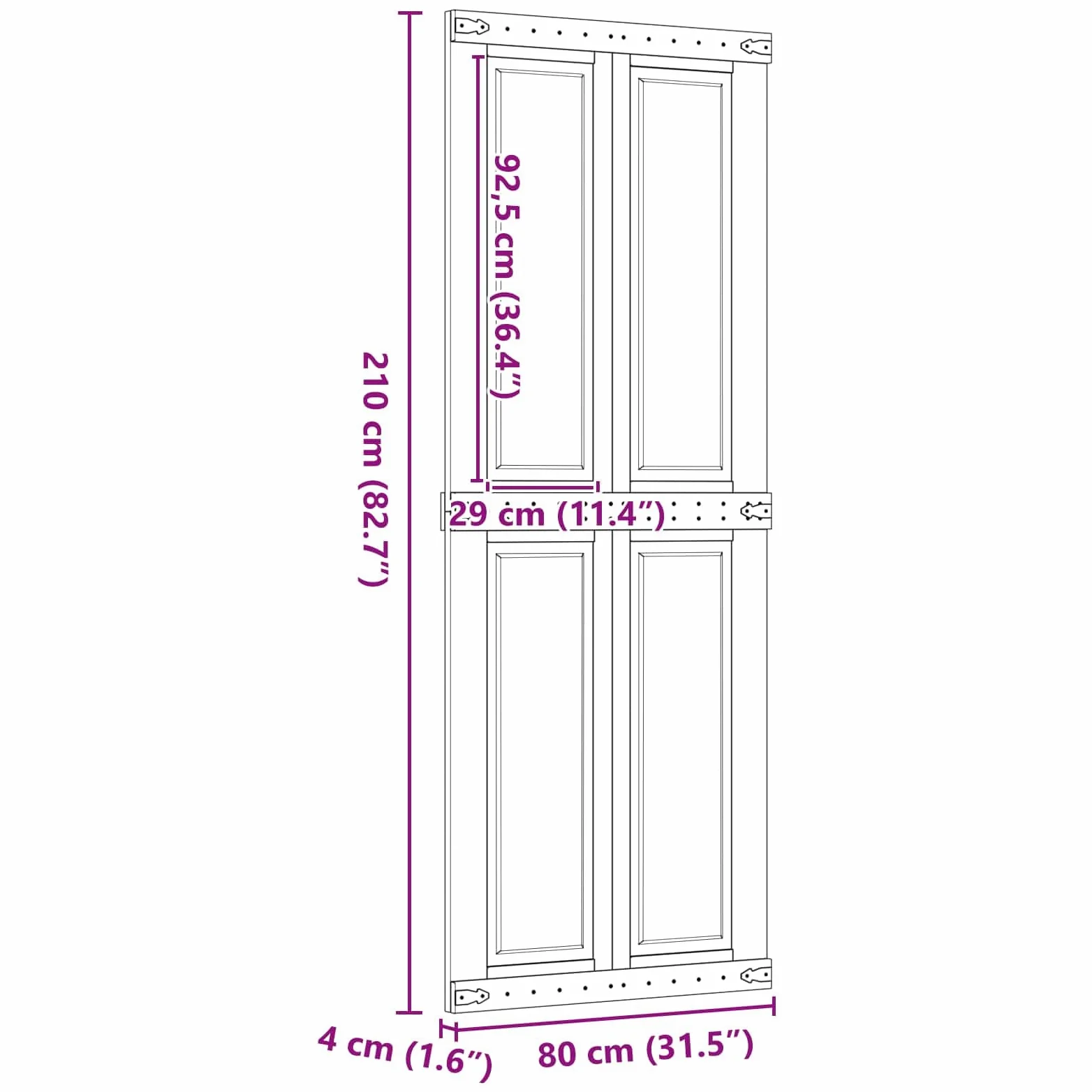 vidaXL Porta da fienile Corona marrone miele 80 x 210 cm in legno di pino massiccio, elegante porta scorrevole, design rustico, divisorio interno resistente, salvaspazio compatto per un facile