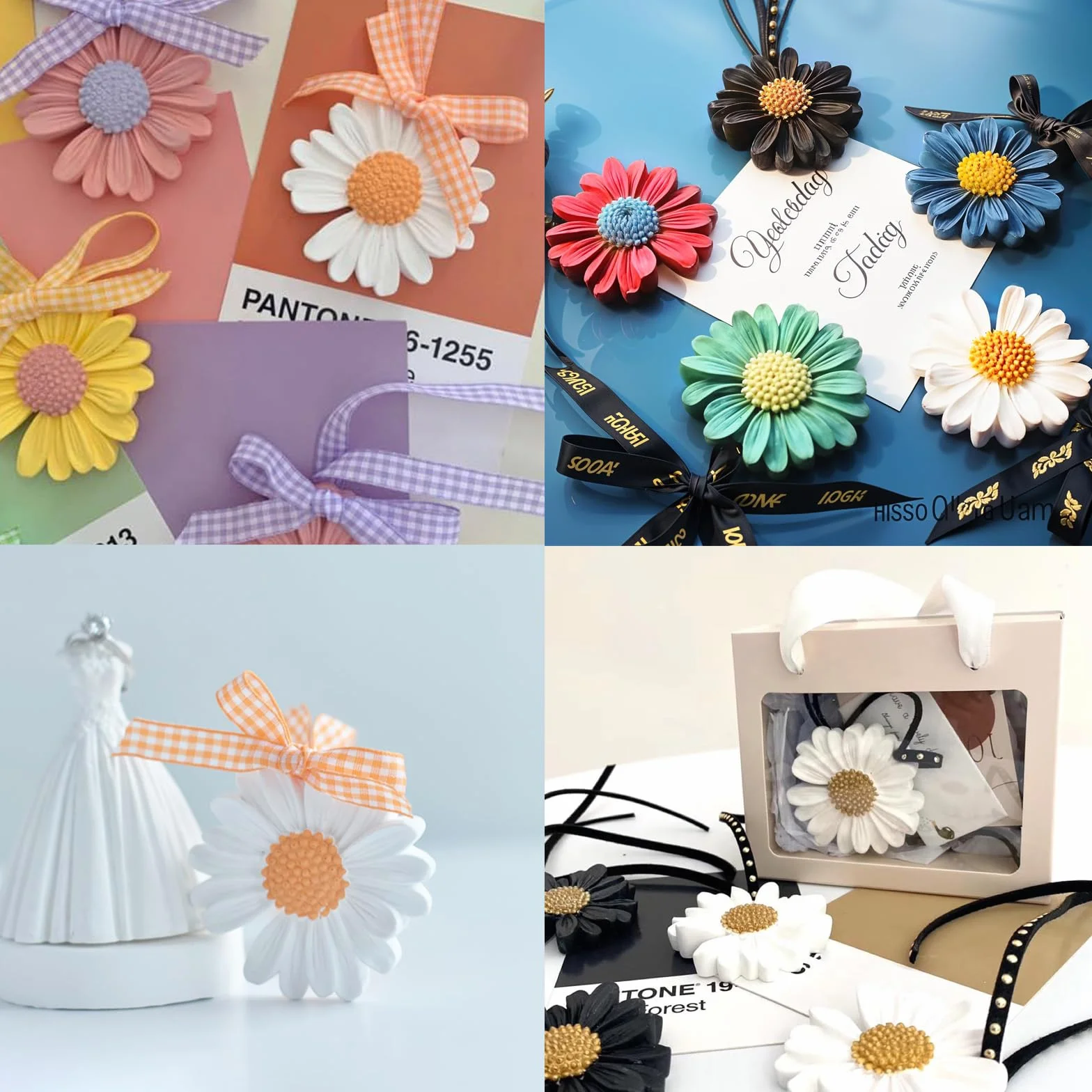 4 stampi in silicone per candele, stampi per candele in silicone 3D, margherite, candele, fiori, candele, stampi per candele fai da te