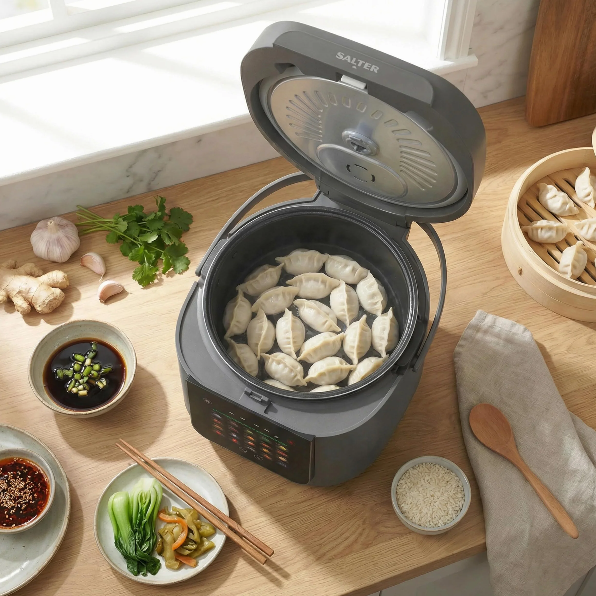 Salter Multicooker 5 Litri - 20 Programmi Preimpostati e Mantieni Caldo per 12 Ore, Rivestimento Antiaderente Senza PFAS, Coperchio Interno Rimovibile e Valvola di Vapore, 860W